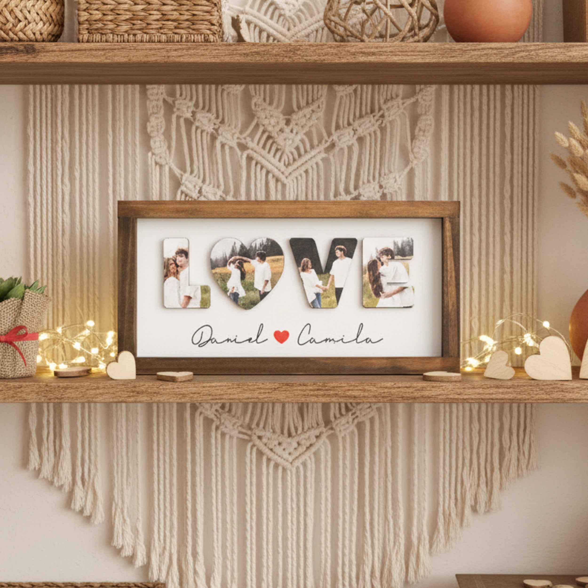Custom Couple Name Wooden Sign Couple Love Wall Decor and Wooden Love Photo Sign for Romantic Anniversary Gift Y33