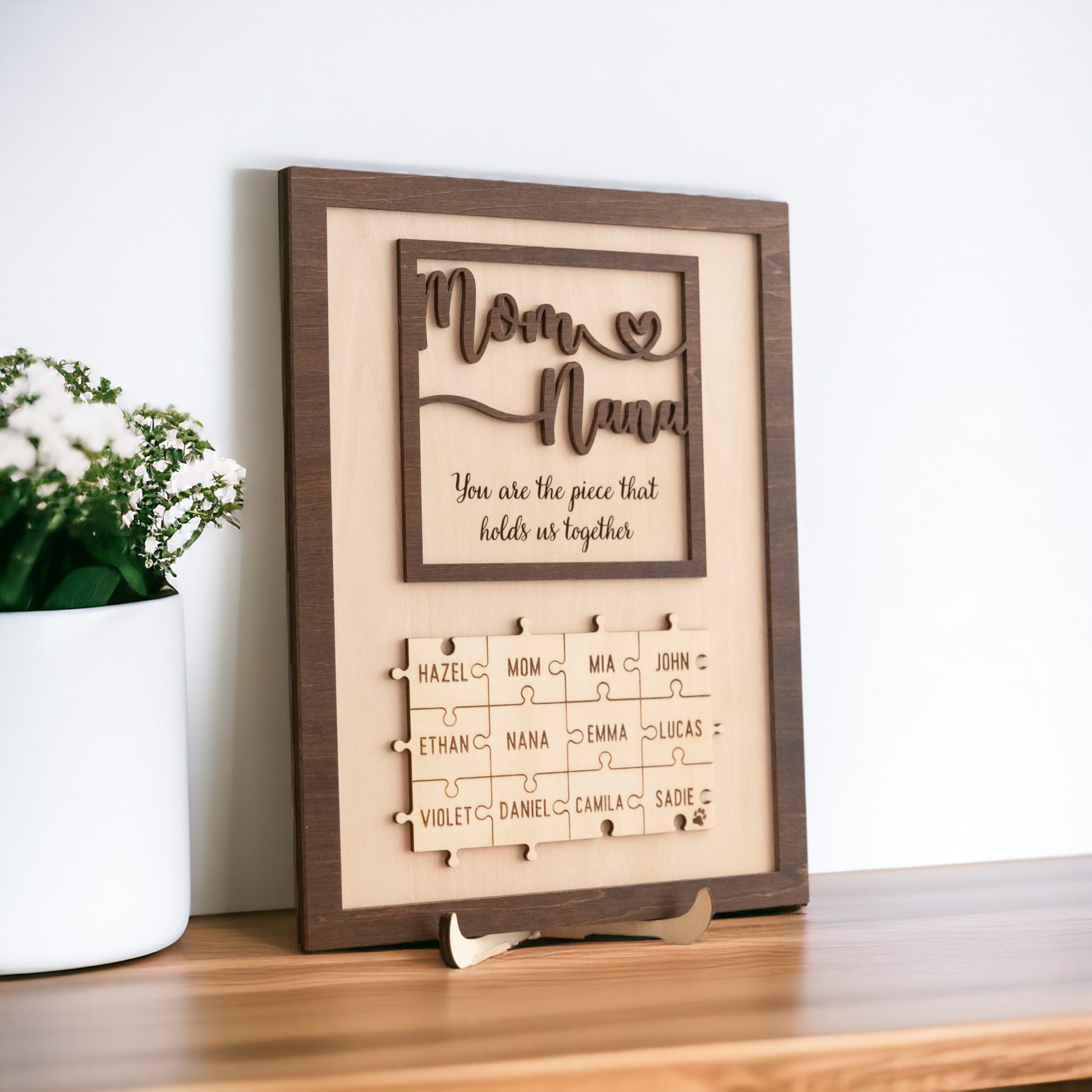 Personalized Wooden Puzzle Frame for Mom Mothers Day Gift and Table Decor Y35