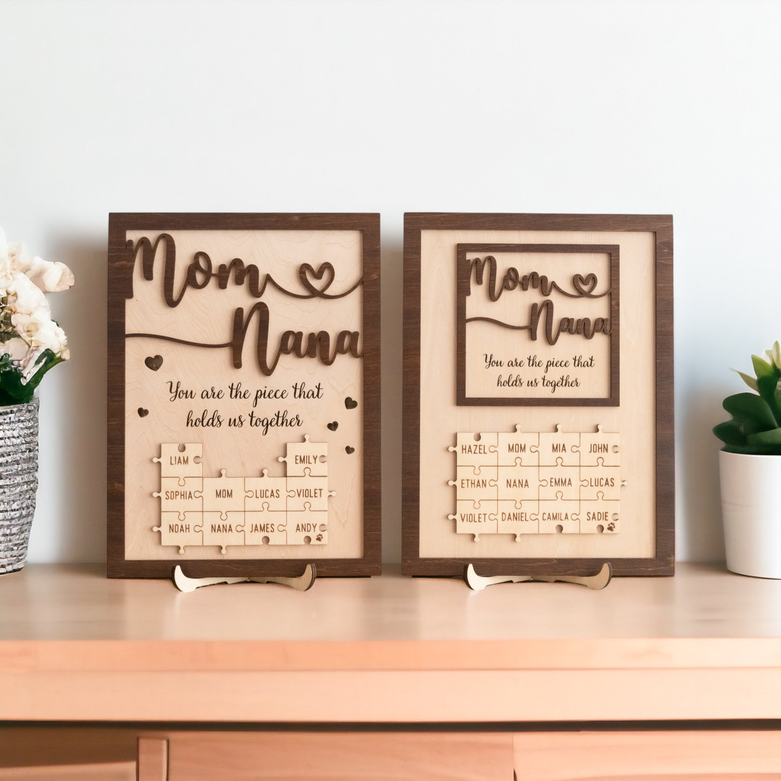 Personalized Wooden Puzzle Frame for Mom Mothers Day Gift and Table Decor Y35