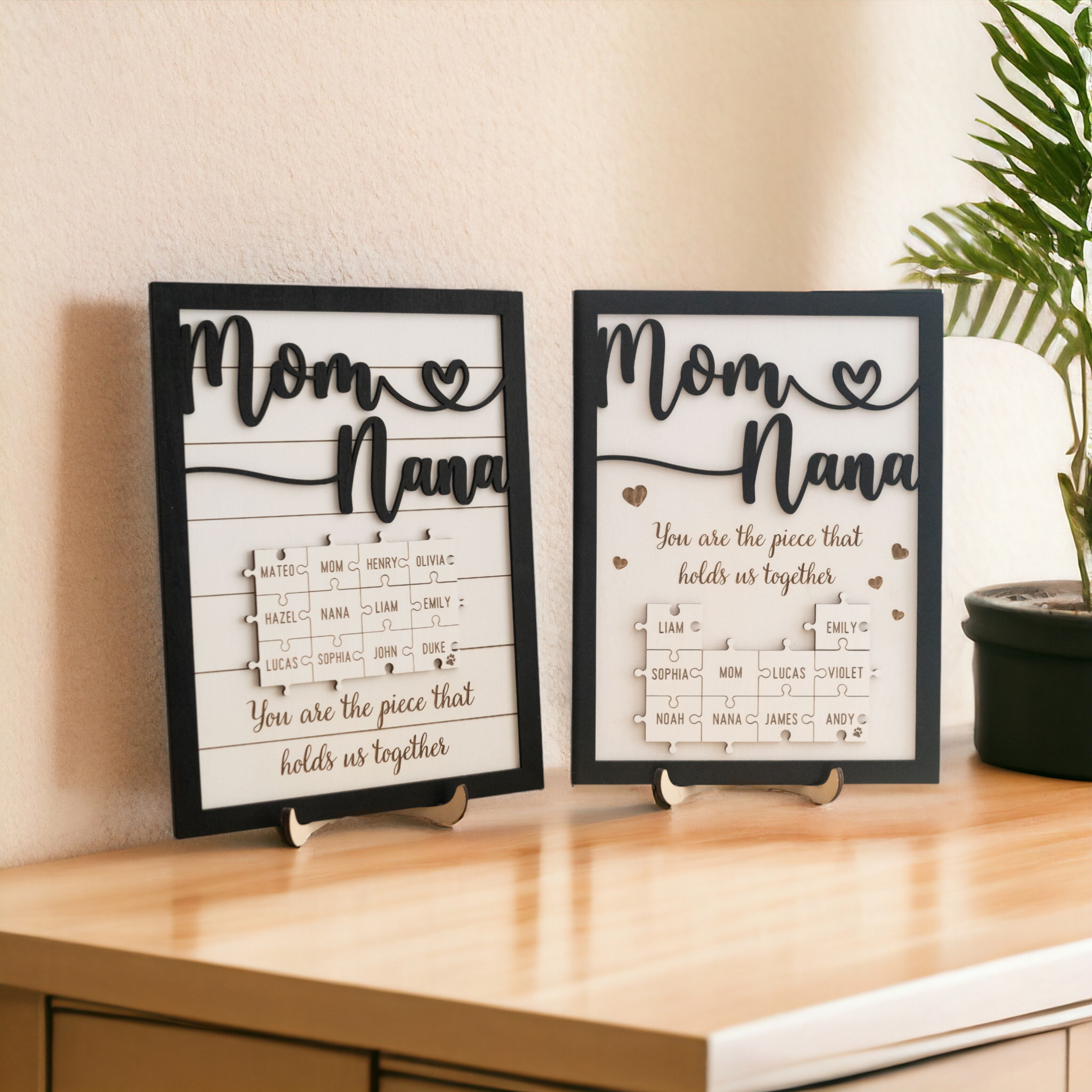 Personalized Wooden Puzzle Frame for Mom Wood Gift for Grandma and Personalized Puzzle Frame Y36