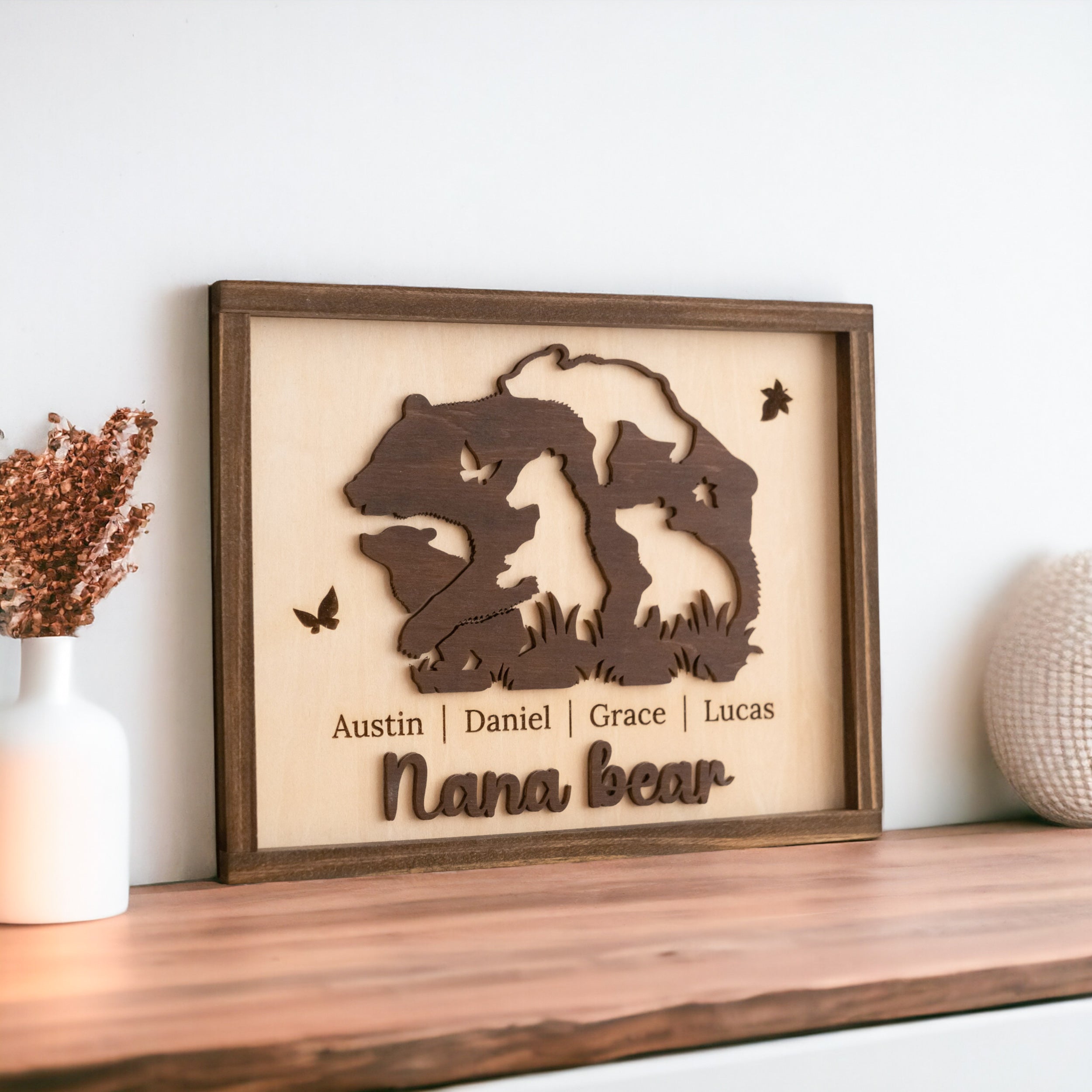 Mama Bear Family Wooden Sign Gift for Mom and Family Decor Y39