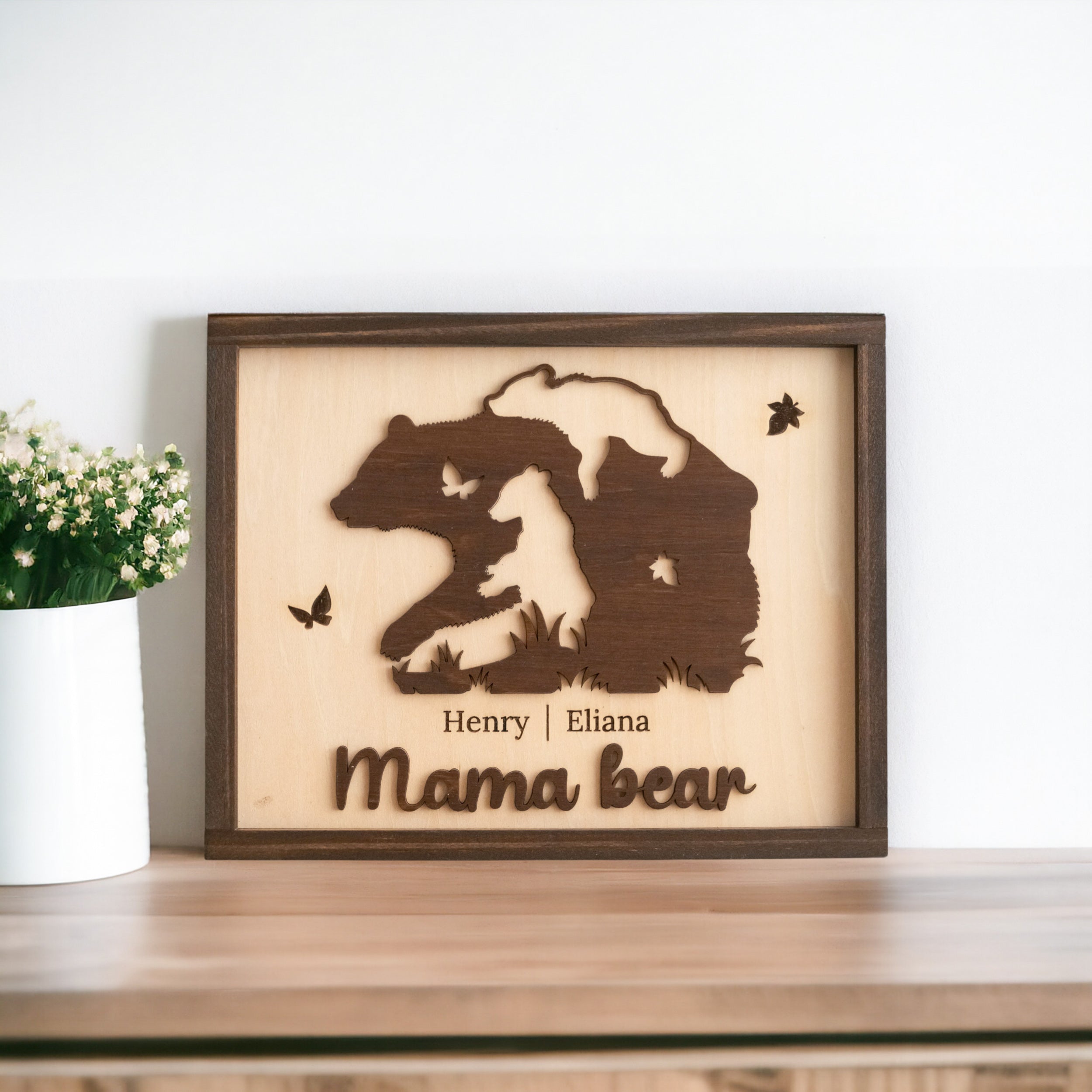 Mama Bear Family Wooden Sign Gift for Mom and Family Decor Y39