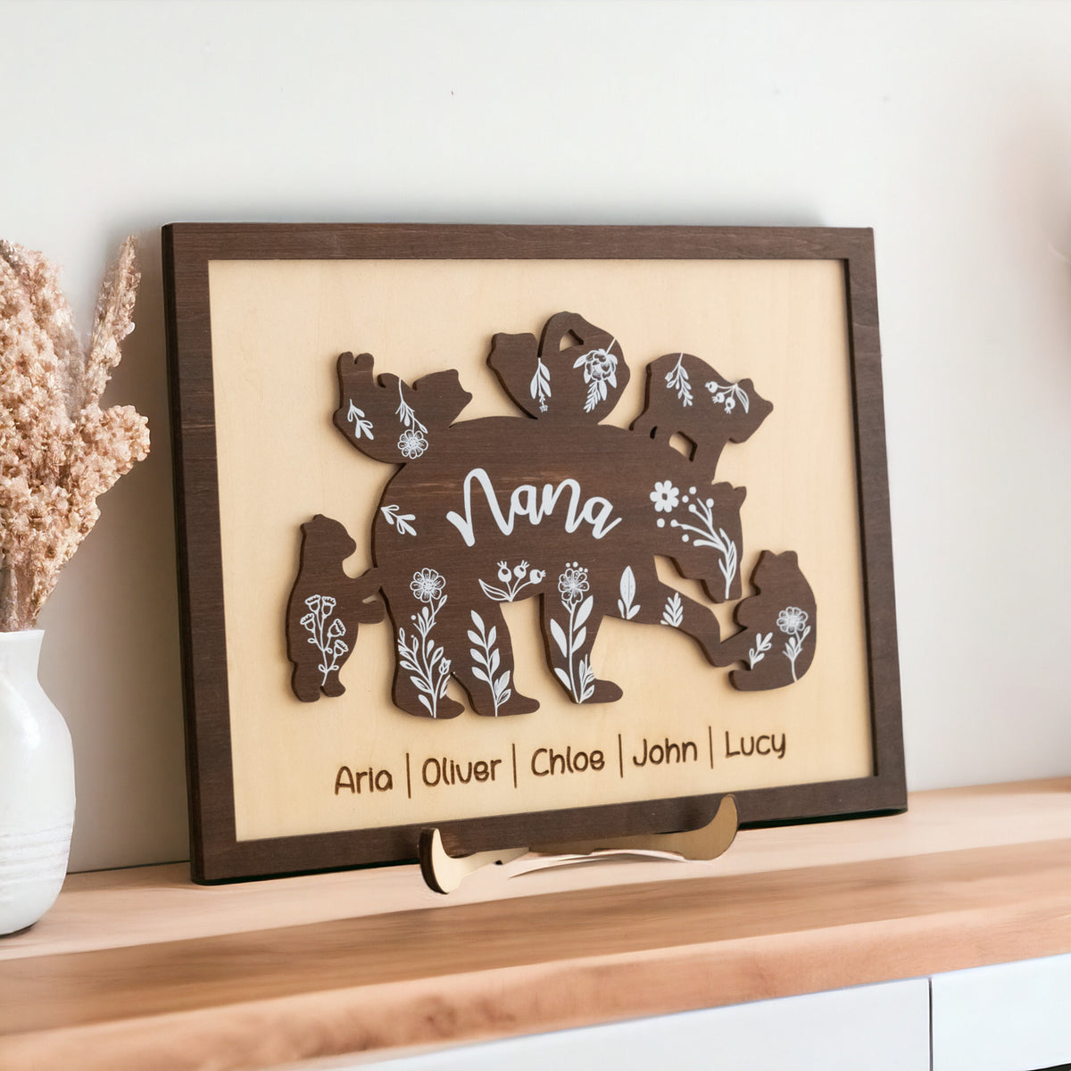 Mama Bear Family Wooden Sign Personalized Gift for Mom Decor Y42