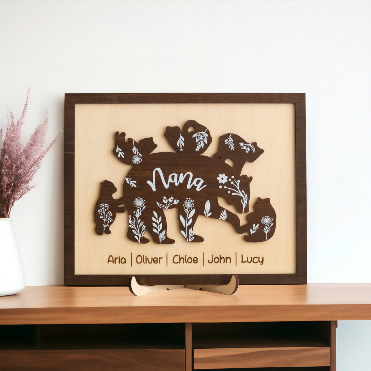 Mama Bear Family Wooden Sign Personalized Gift for Mom Decor Y42