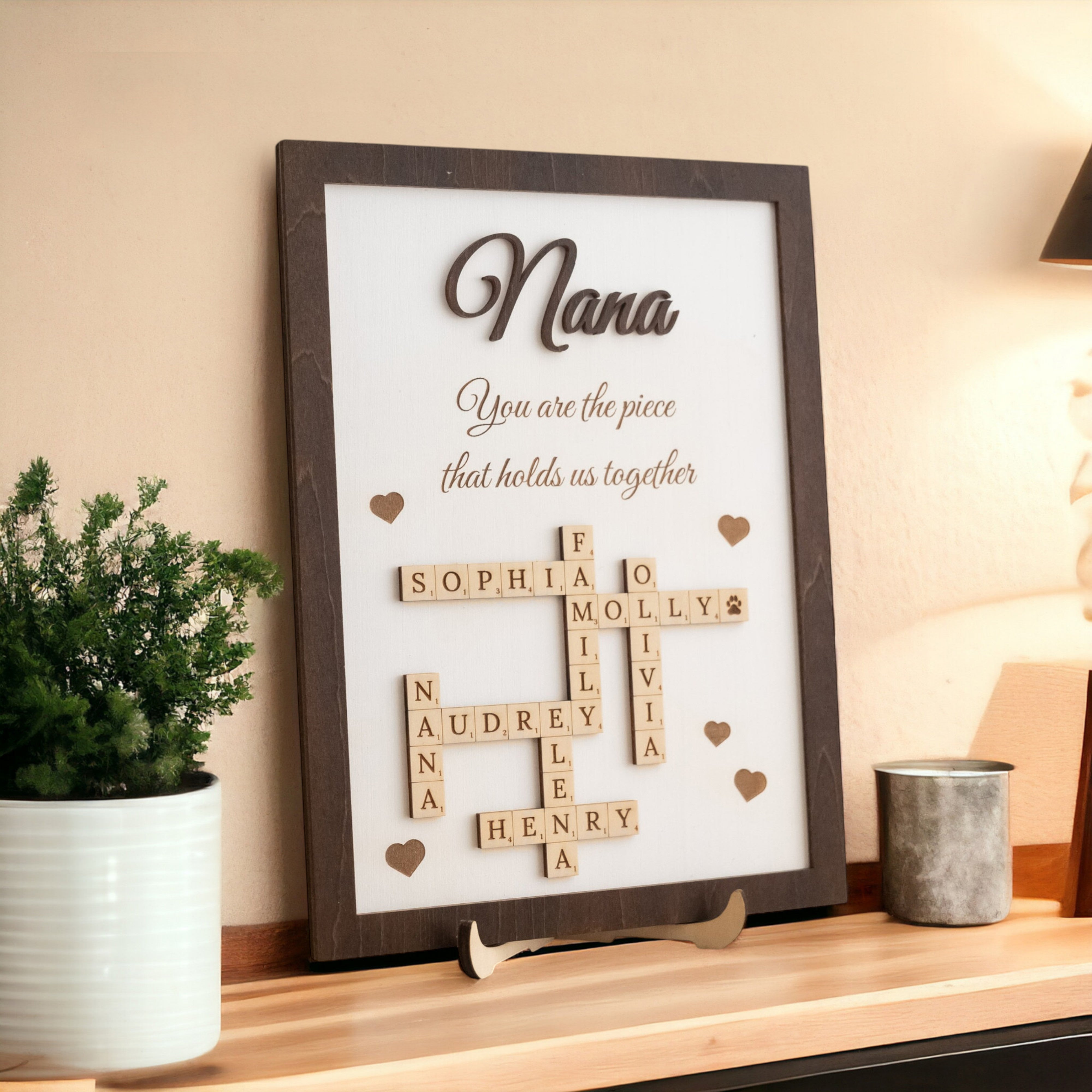 Personalized Wooden Scrabble Family Sign for Mothers Day Gift and Scrabble Family Sign Y43