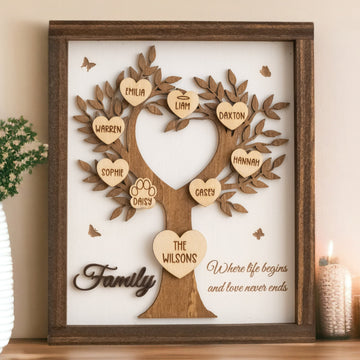 Personalized Wooden Family Tree Sign Wood for Family Decor Y44