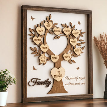 Personalized Wooden Family Tree Sign Wood for Keepsake Y44