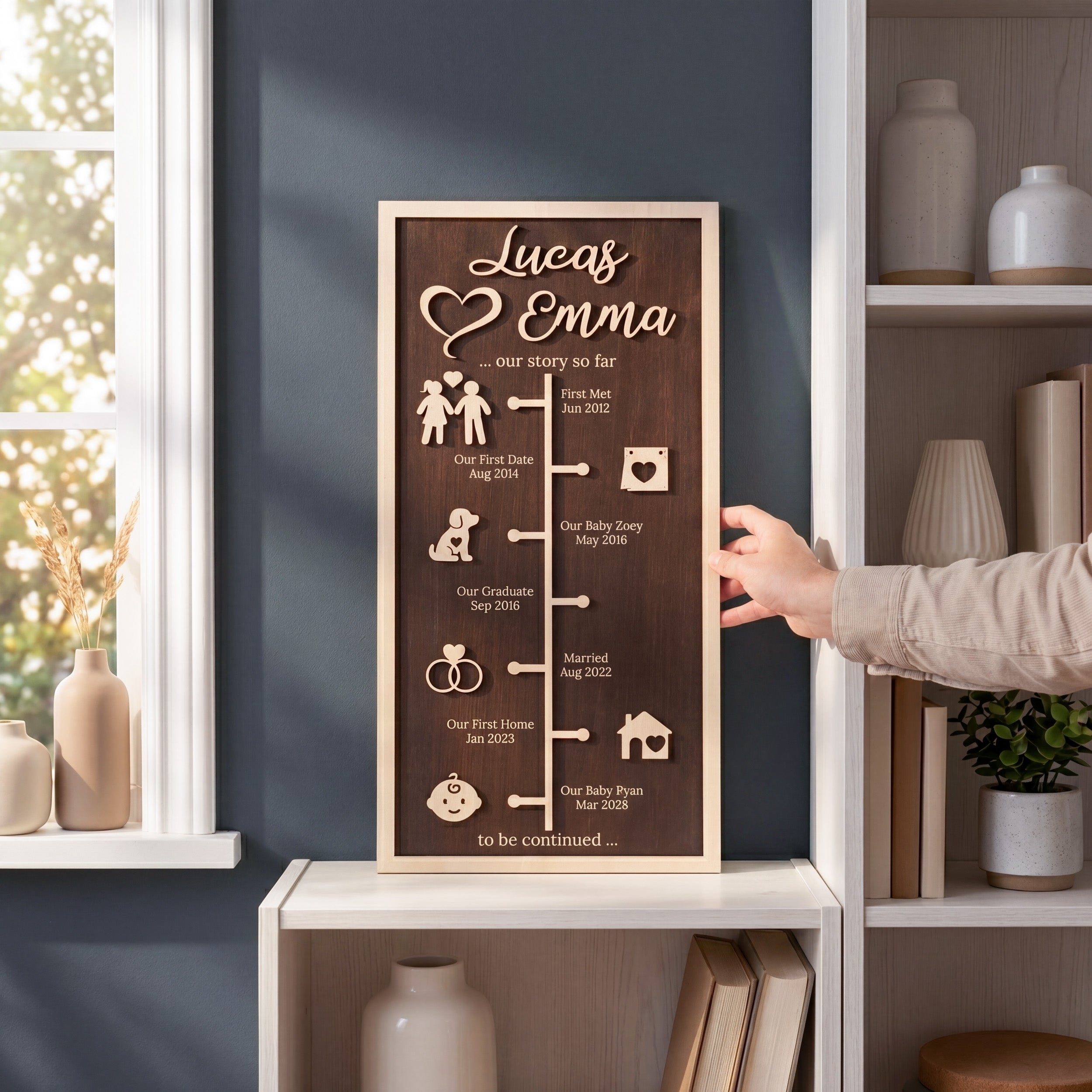 Personalized Couple Timeline Wood Sign Wedding Anniversary Decor B12