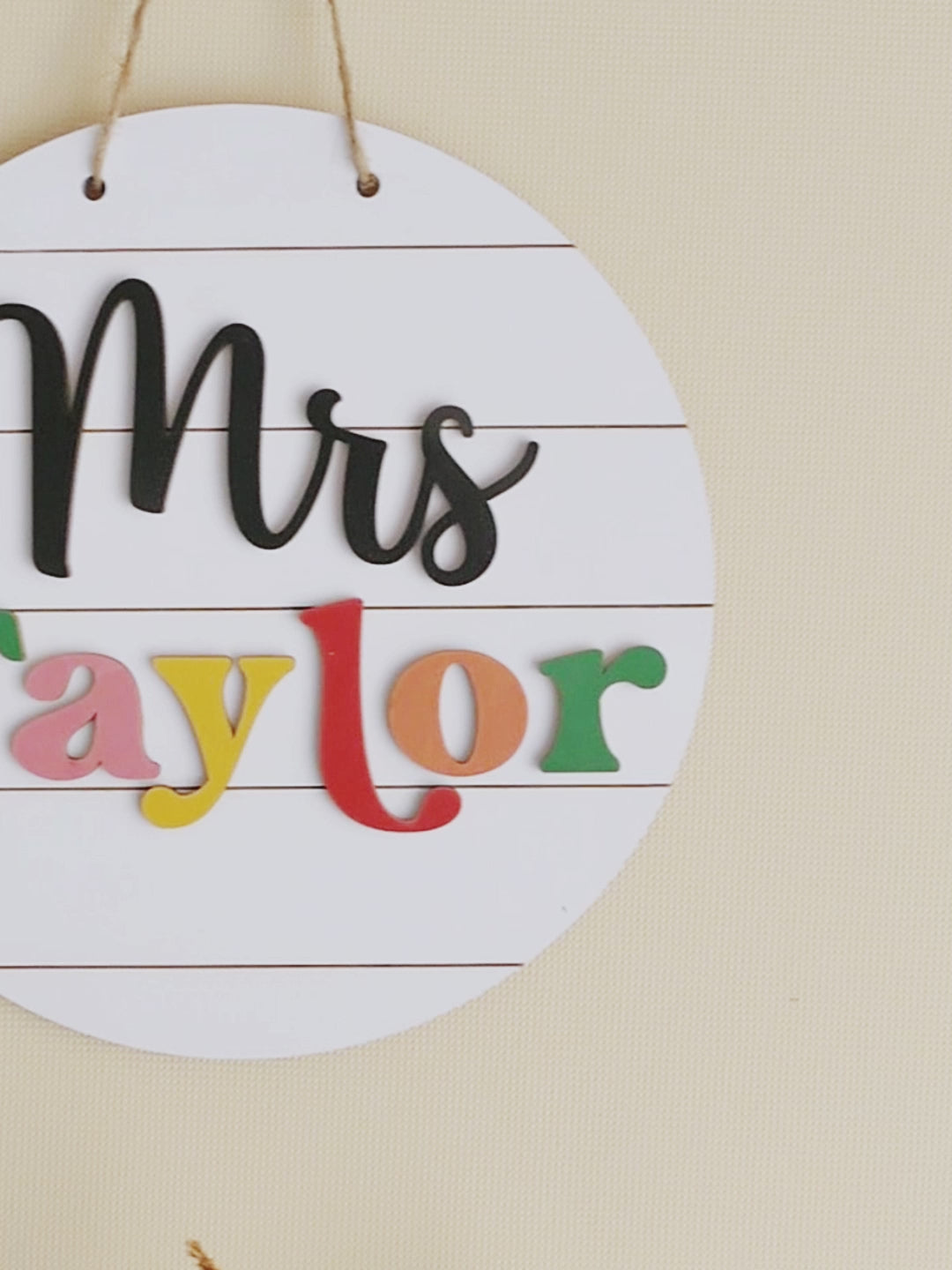 Handcrafted Wooden Teacher Nameplate for Boho, Rustic, and Minimalist Classrooms J92