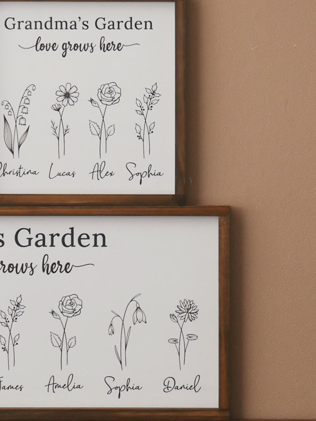 Personalized Wooden Family Flower Garden Sign for Mother Day Gift J16