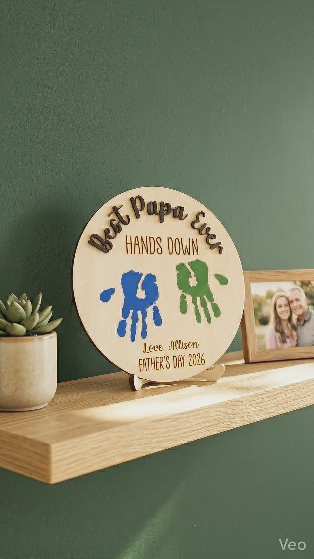 Dad Handprint Keepsake Wood Sign Fathers Day Present Family Gift D73