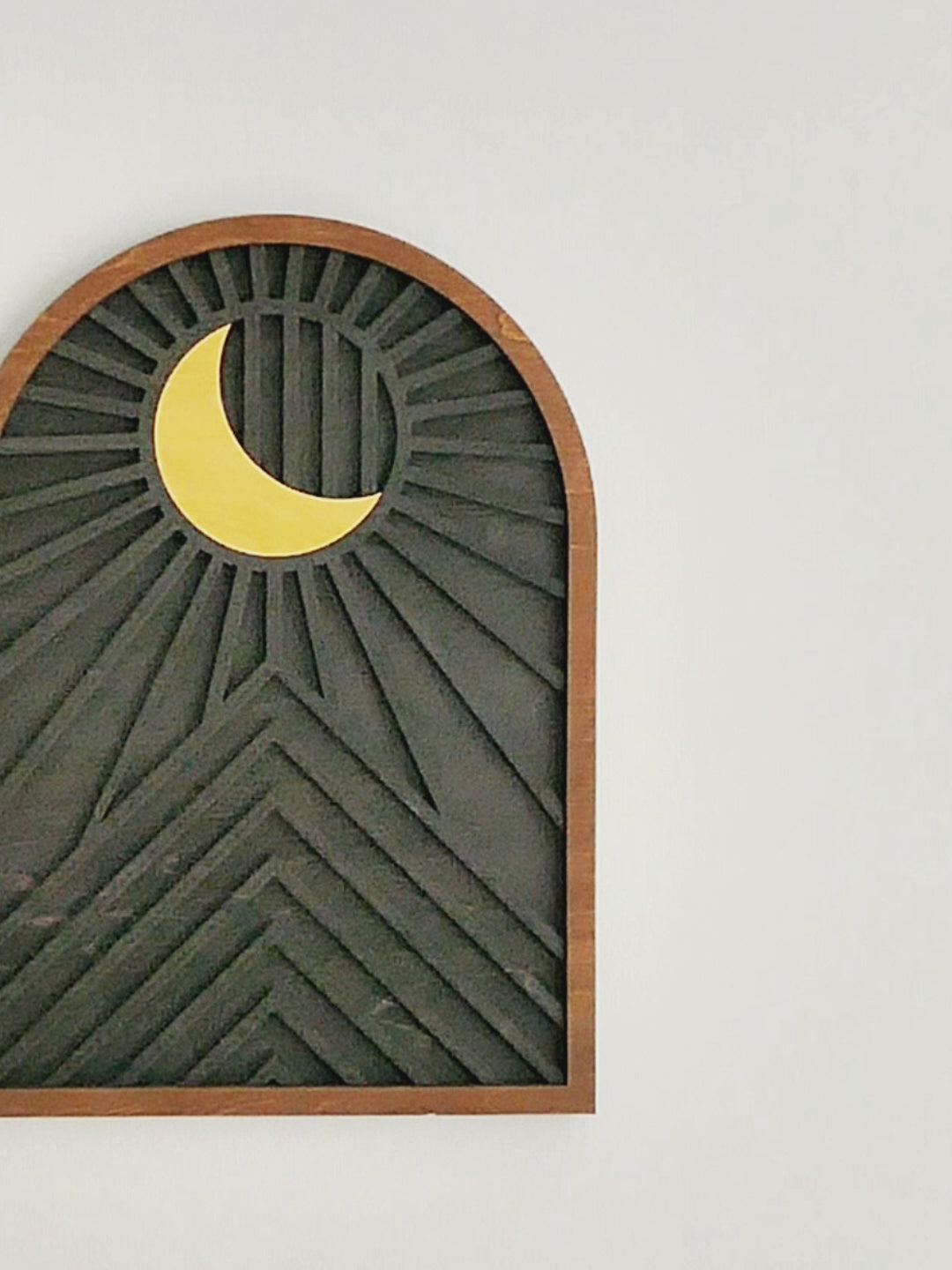 Celestial Sun and Moon Wooden Wall Art for Contemporary Rustic Home Decor J45