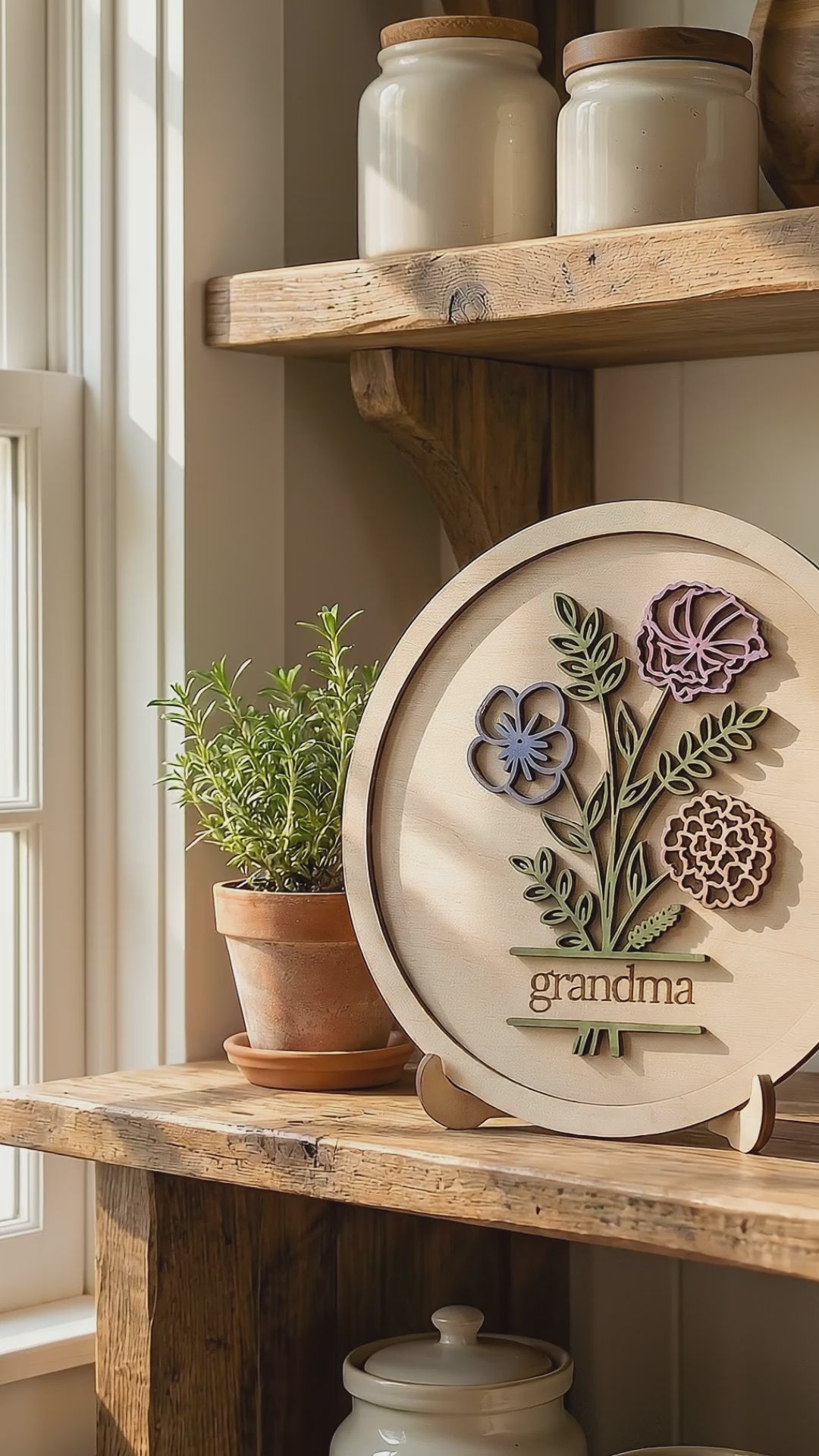 Wooden Floral Sign Gift for Mom for Birthday Gift for Mom D58