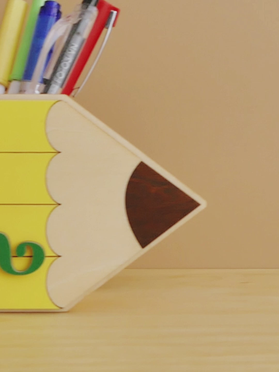 Customized Wooden Teacher's Pencil Desk Holder R02