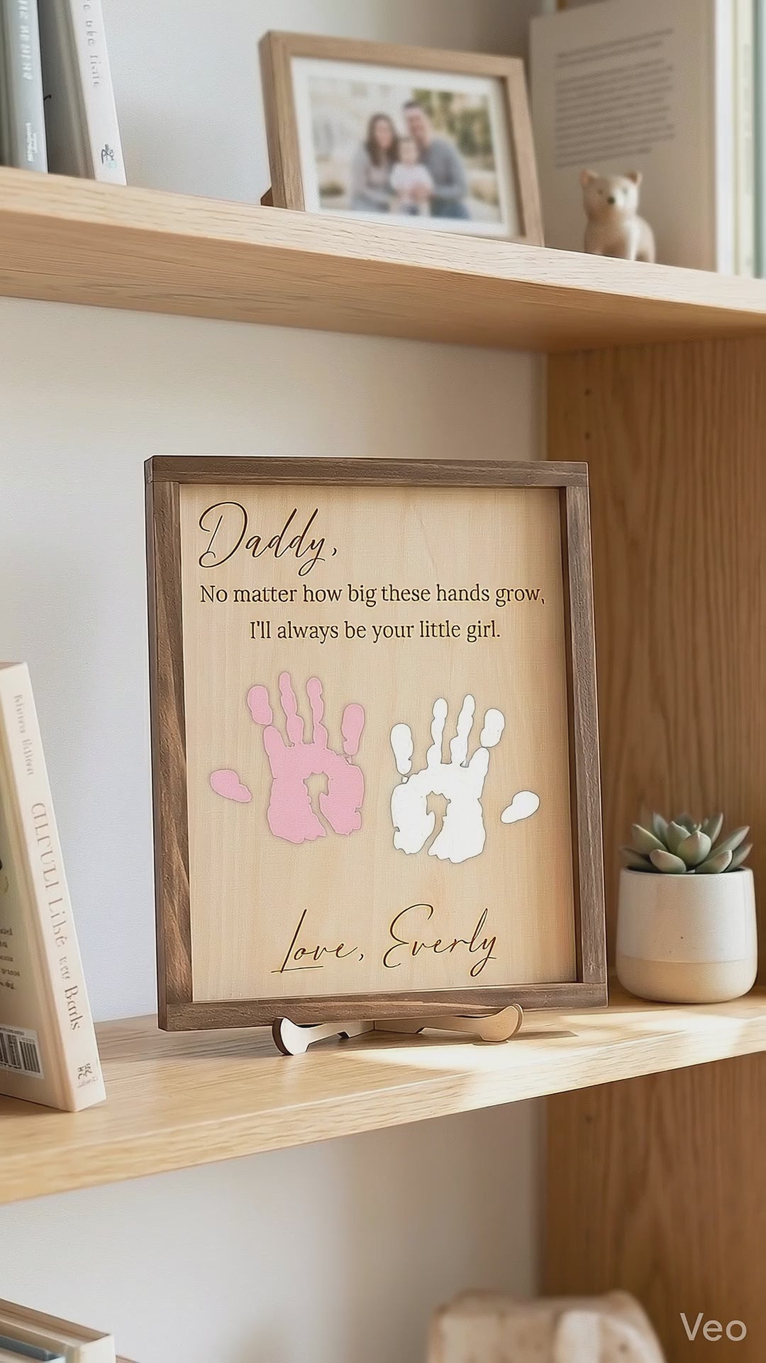 Daddy Handprint Keepsake Wood Sign Gift for Father Decor D67