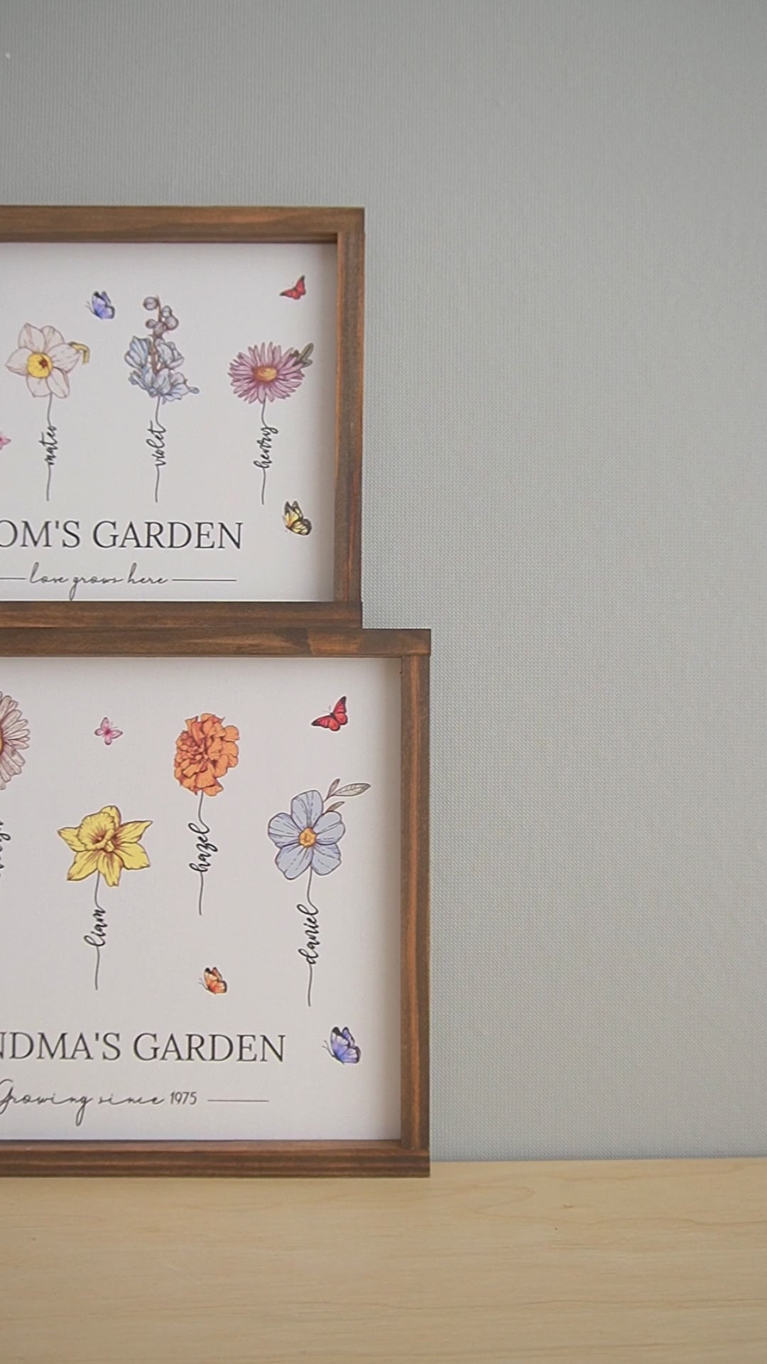 Personalized Wooden Family Flower Garden Sign for Family Name Sign and Flower Decor E90