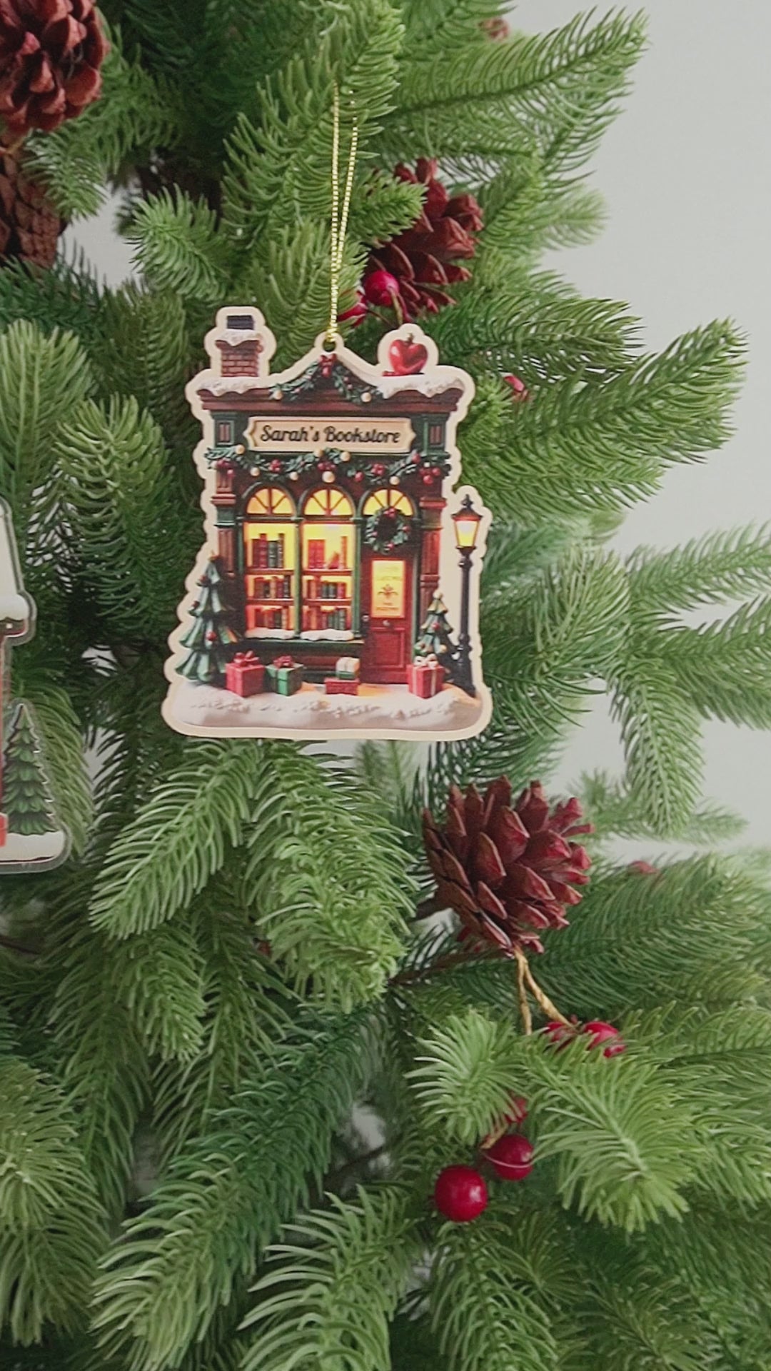 Personalized Book Lover Christmas Ornaments Acrylic Personalized Christmas Ornament for Book Lovers and Custom Bookstore Ornament D38