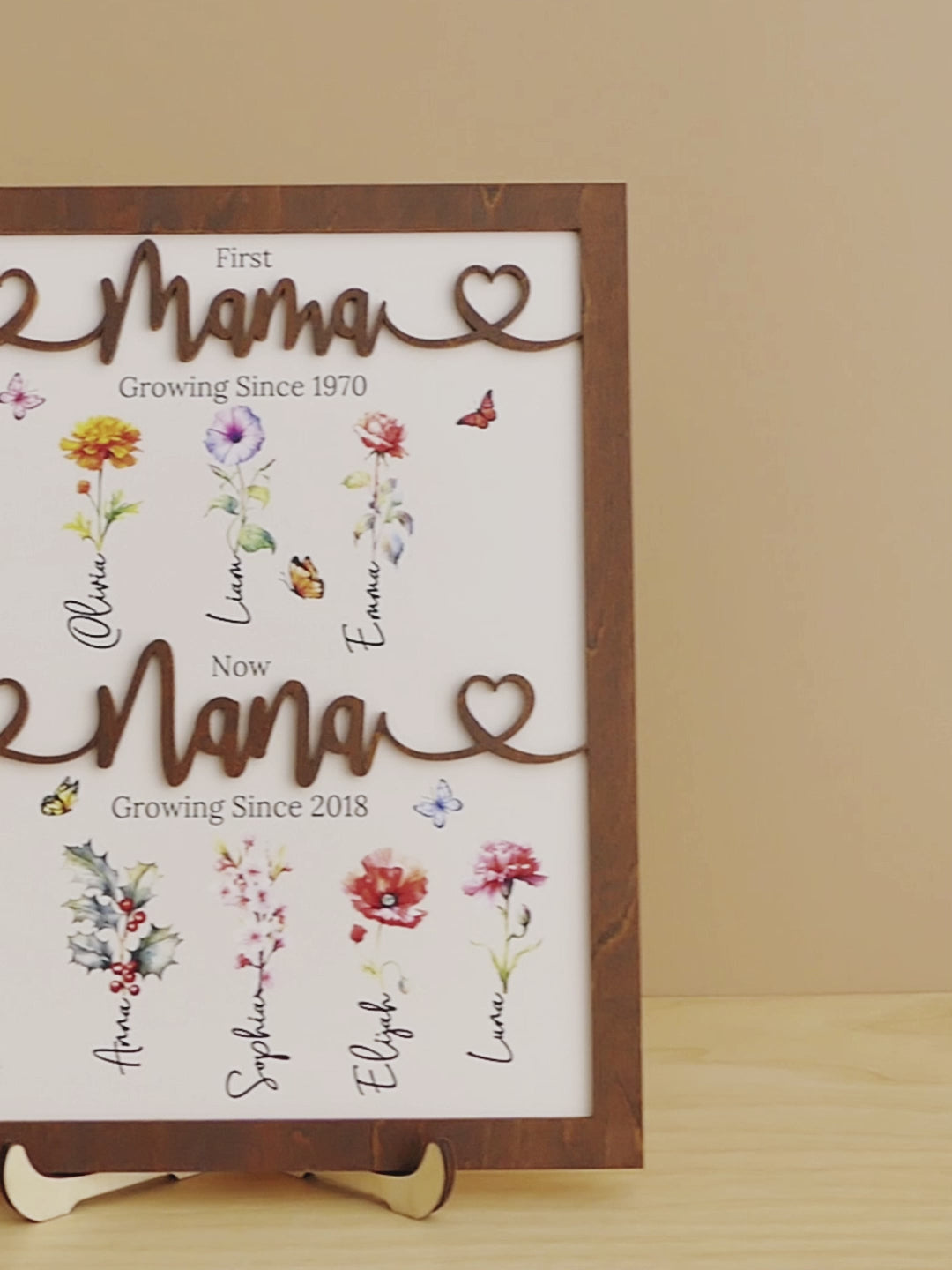 Personalized Wooden Family Flower Garden Sign Rustic Mom Gift J65