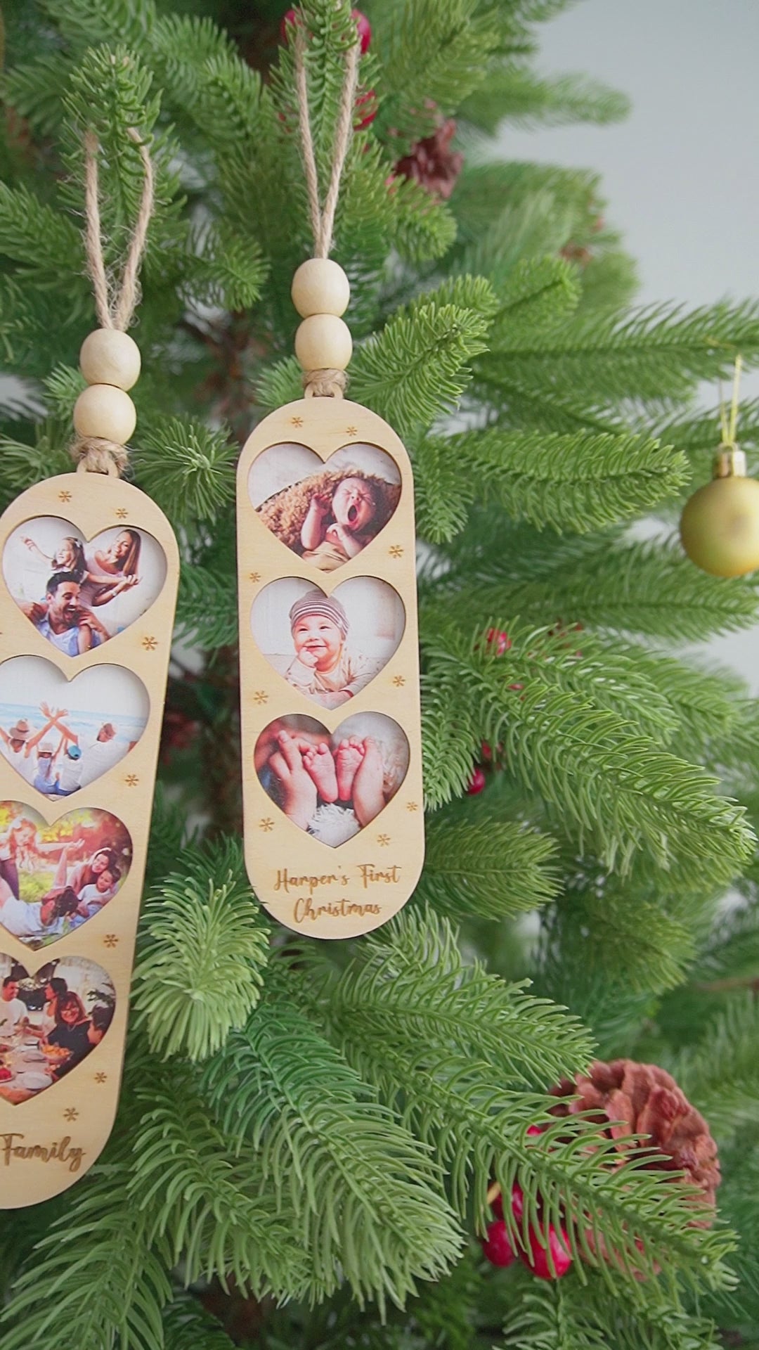 Personalized Wooden Photo Family Ornament for Christmas Decor R48