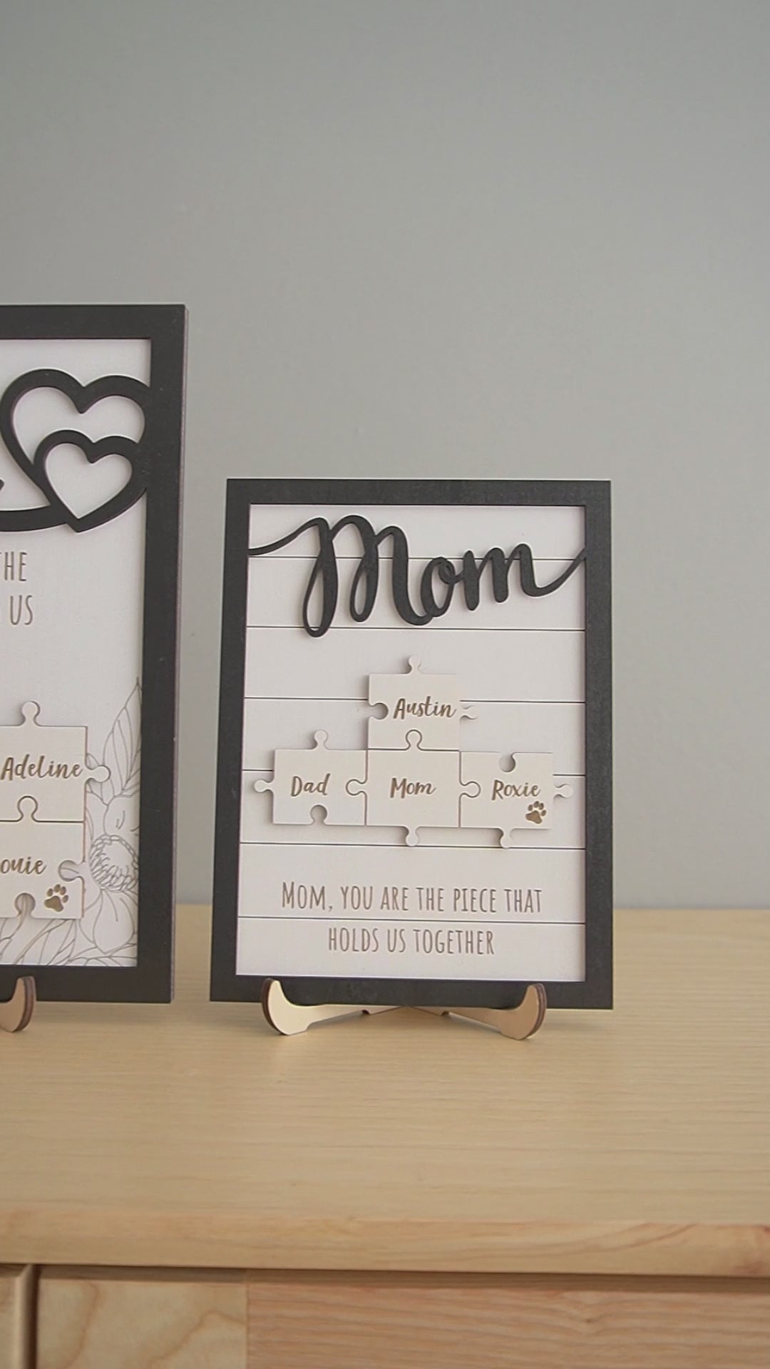 Personalized Wooden Puzzle Frame for Mom Family Puzzle Decor E63