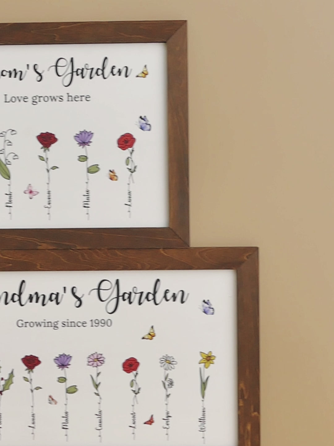 Personalized Wooden Family Flower Garden Sign for Mom Gift E69