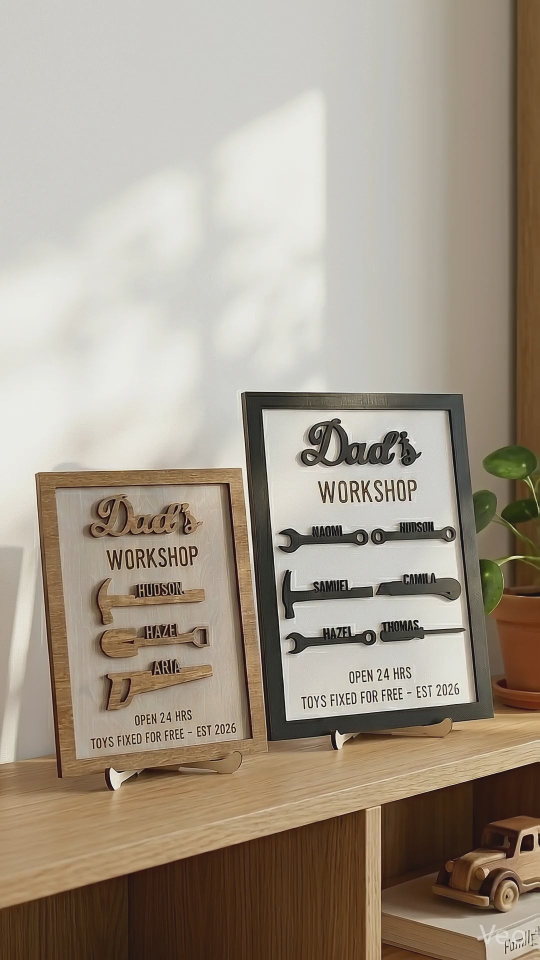 Personalized Dad Workshop Wood Sign Fathers Day Present Decor D74