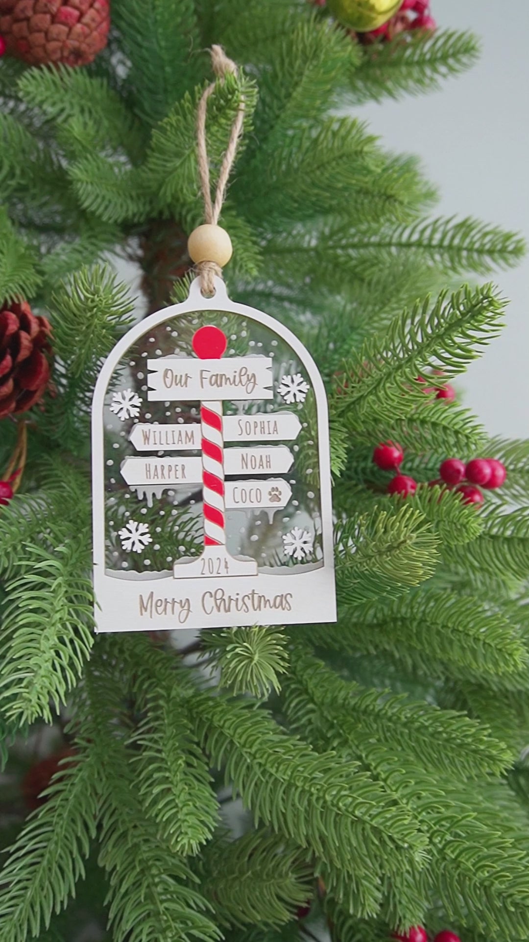 Personalized Family Christmas Ornament Wood Acrylic for Family Christmas Ornaments O46