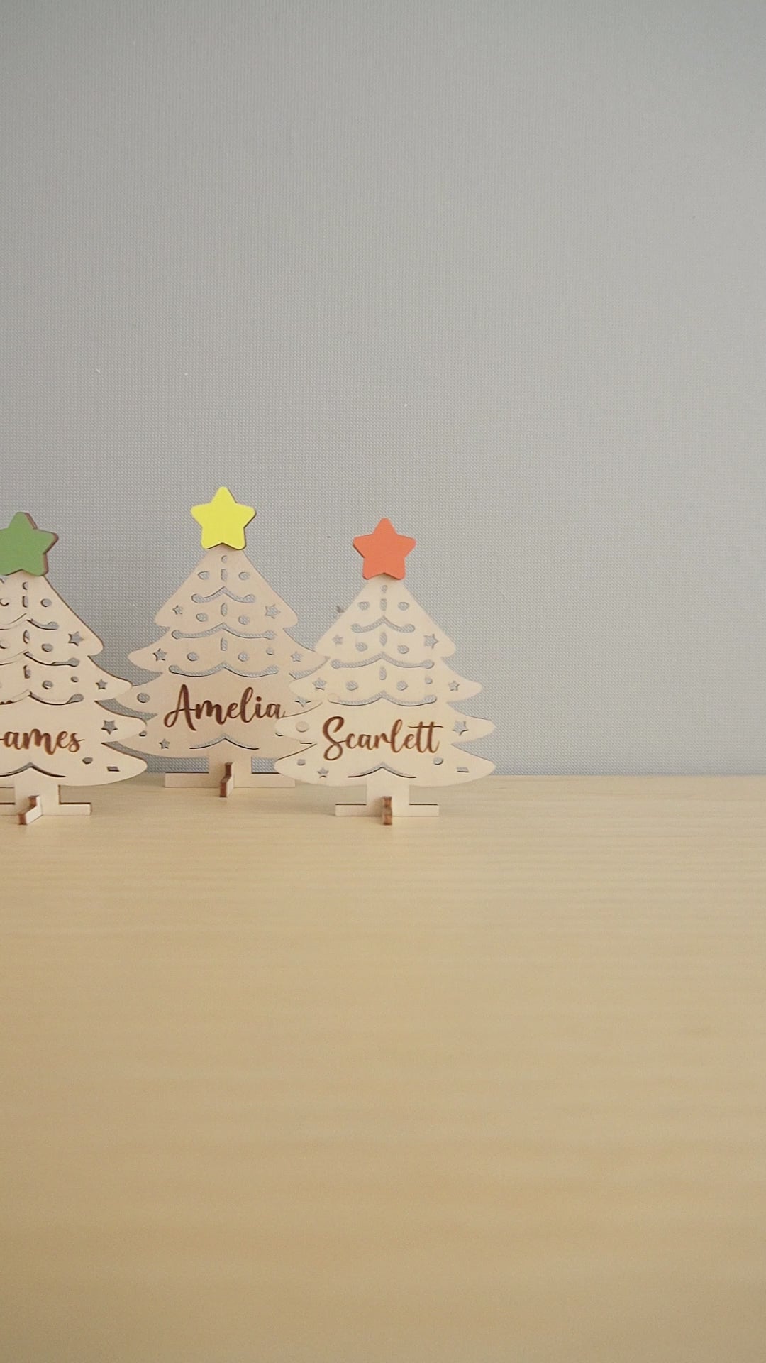 Personalized Wooden Christmas Tree Name Place Wood for Christmas Table Place Cards D17