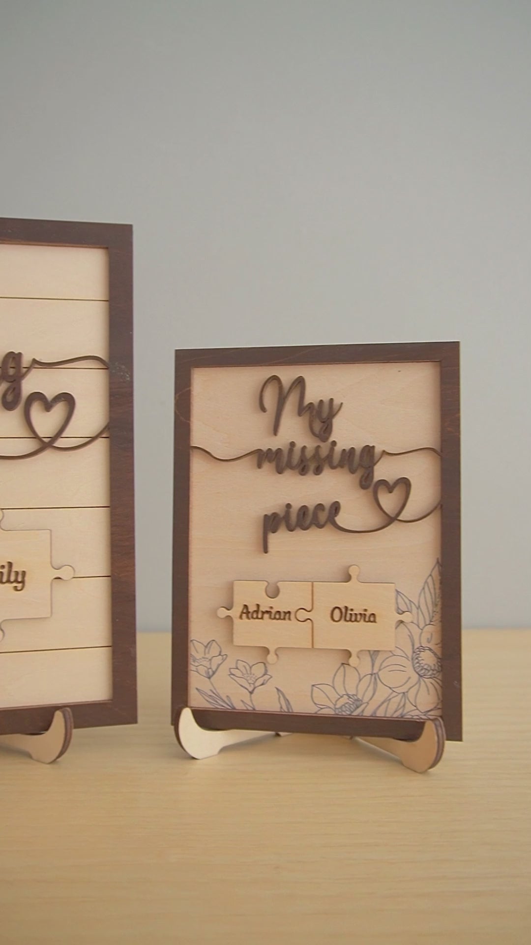 Custom Puzzle Piece Wooden Sign Wood Personalized Couple Gift and Wooden Puzzle Couple Sign E34