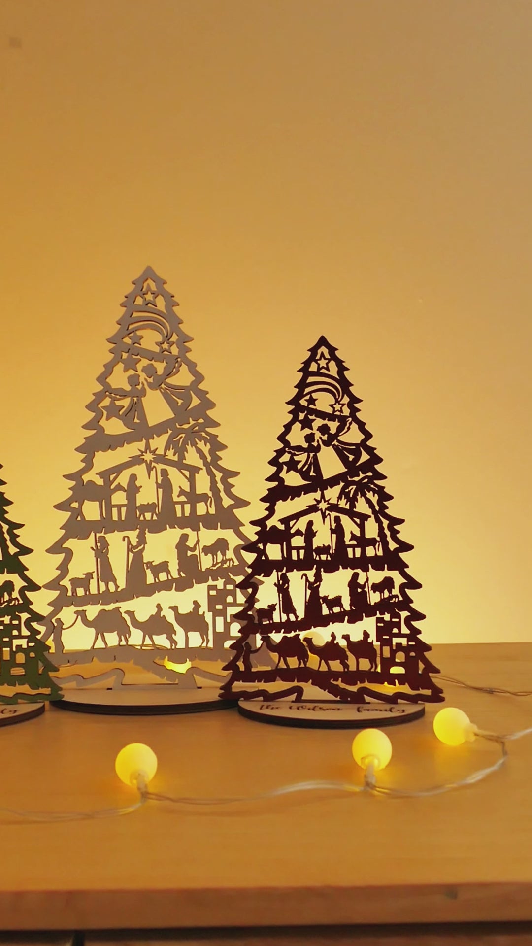 Wooden Nativity Tree Decor for Christmas Tabletop Decor R53