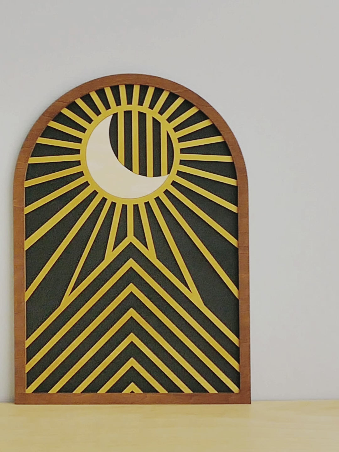 Sun And Moon Wood Wall Art Wood for Modern Geometric Decor R09