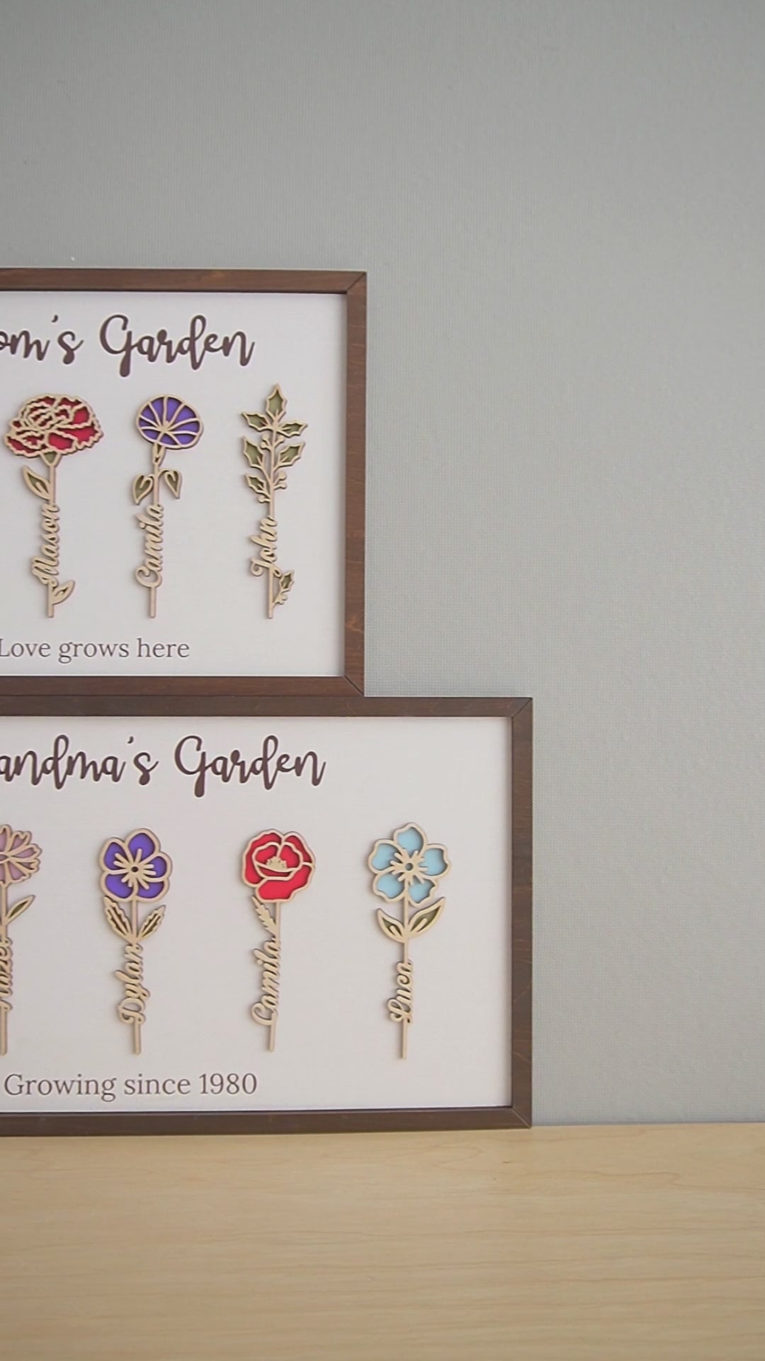 Personalized Wooden Family Flower Garden Sign for Mom Gift J32