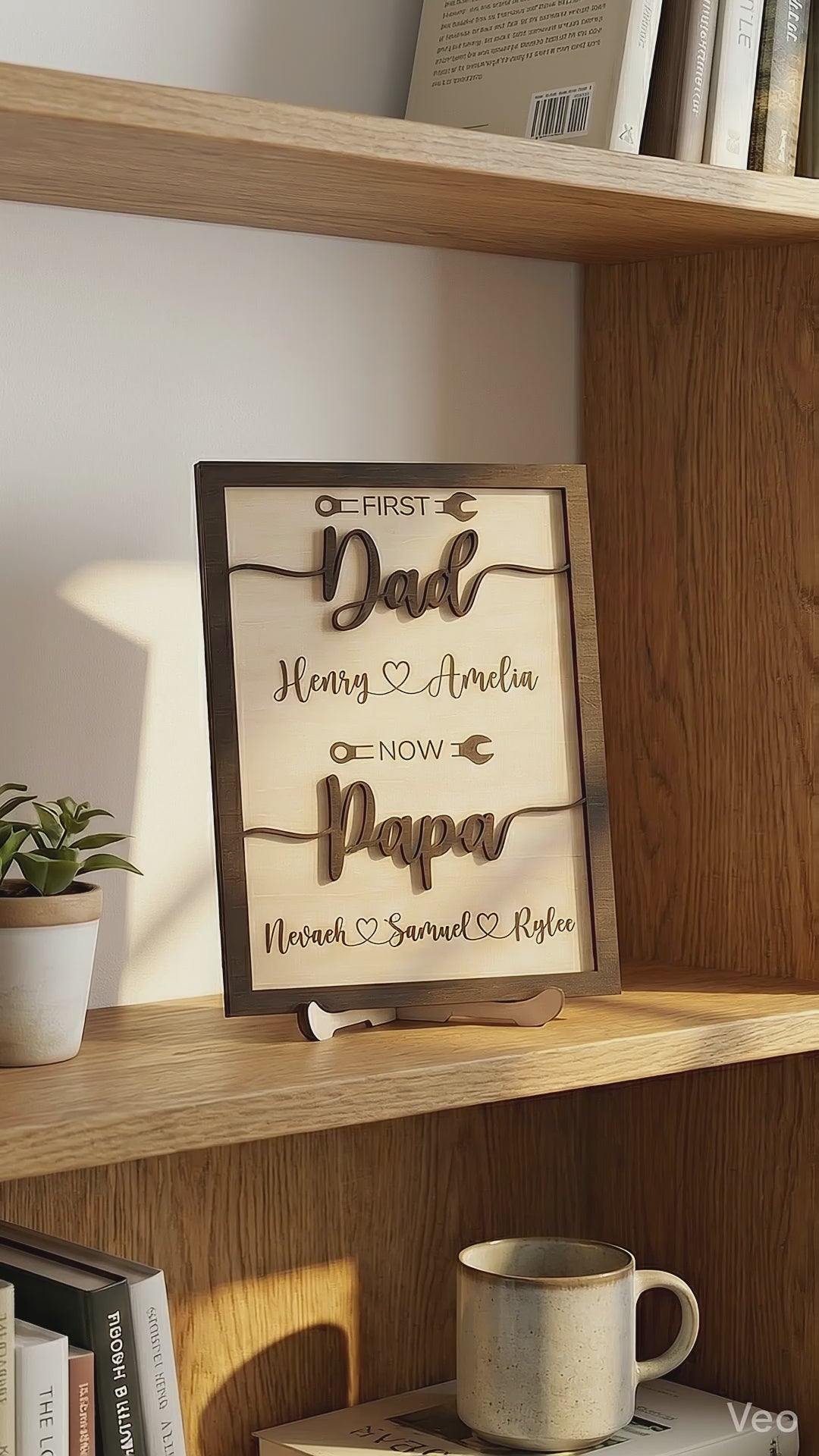 Personalized First Dad Now Papa Wood Sign Gift for Grandpa D76