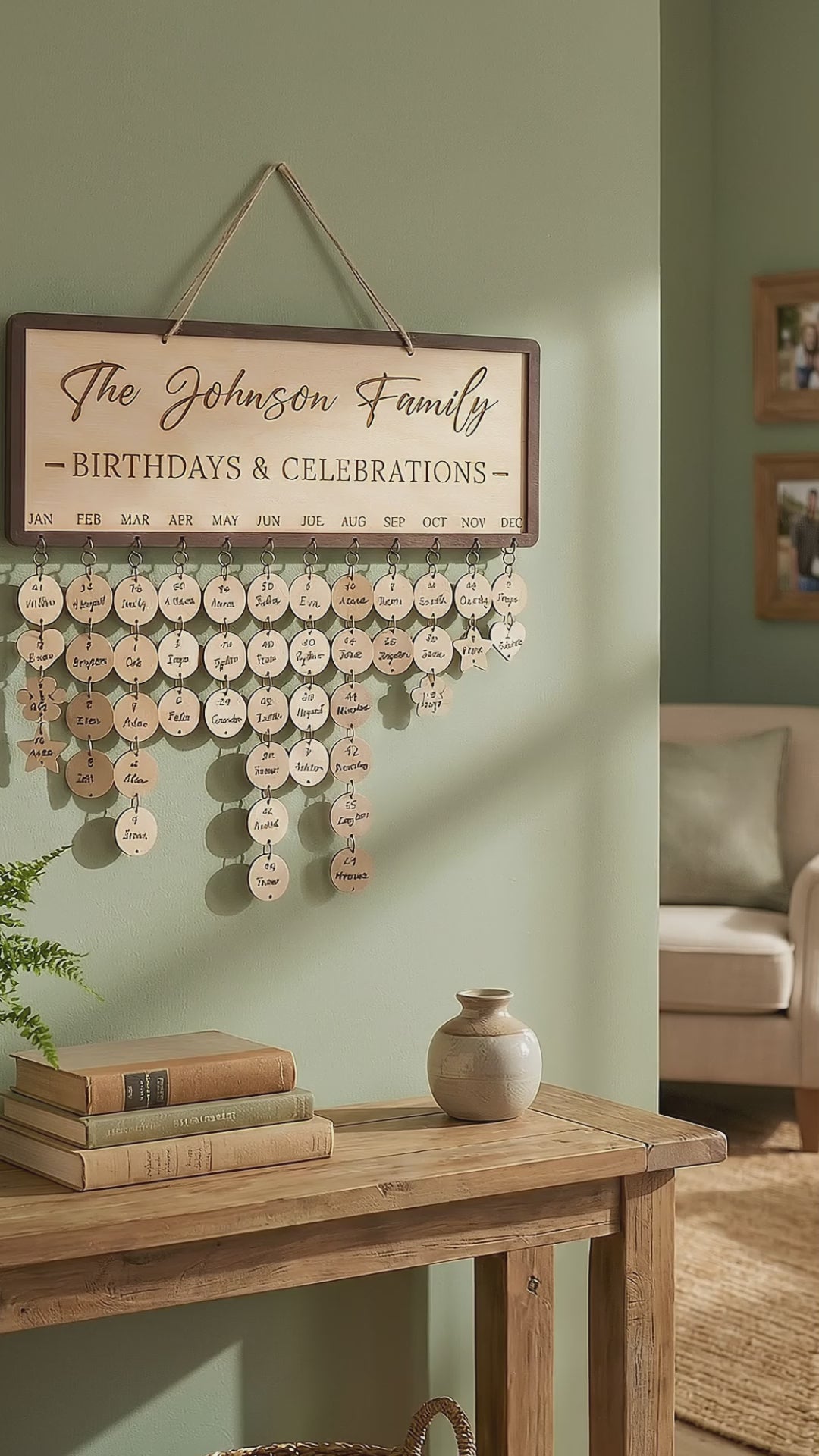 Family Birthday Calendar Sign Wood Personalized Family Sign D62
