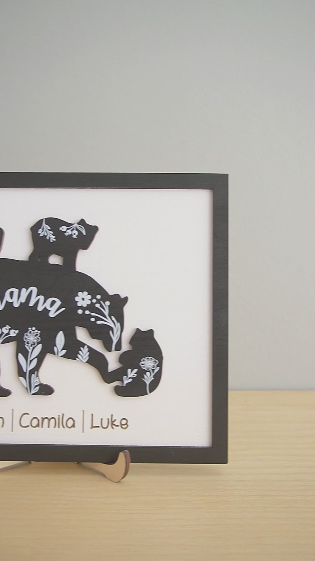 Mama Bear Family Wooden Sign Personalized Gift for Mom Decor Y42
