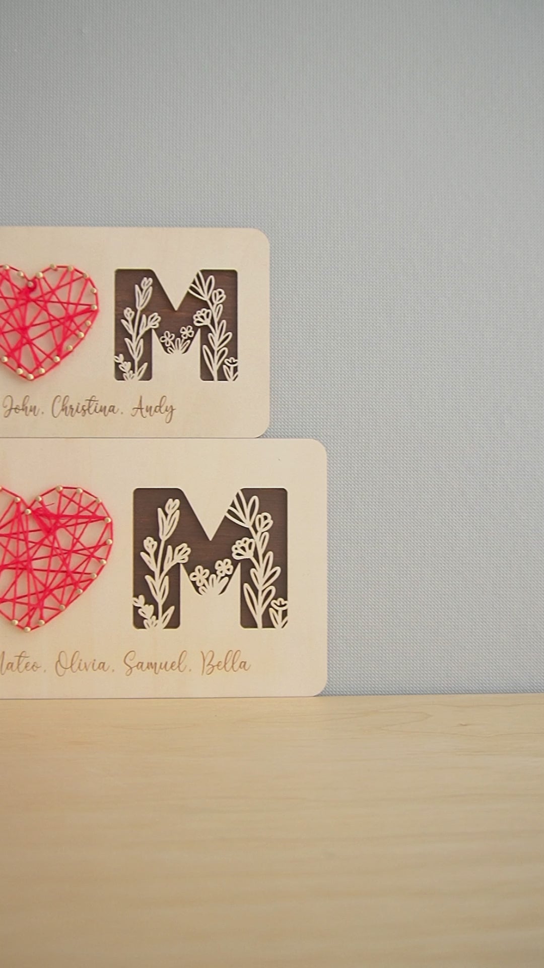 Personalized String Heart Family Wood custom mothers day gifts and wooden decor Y51