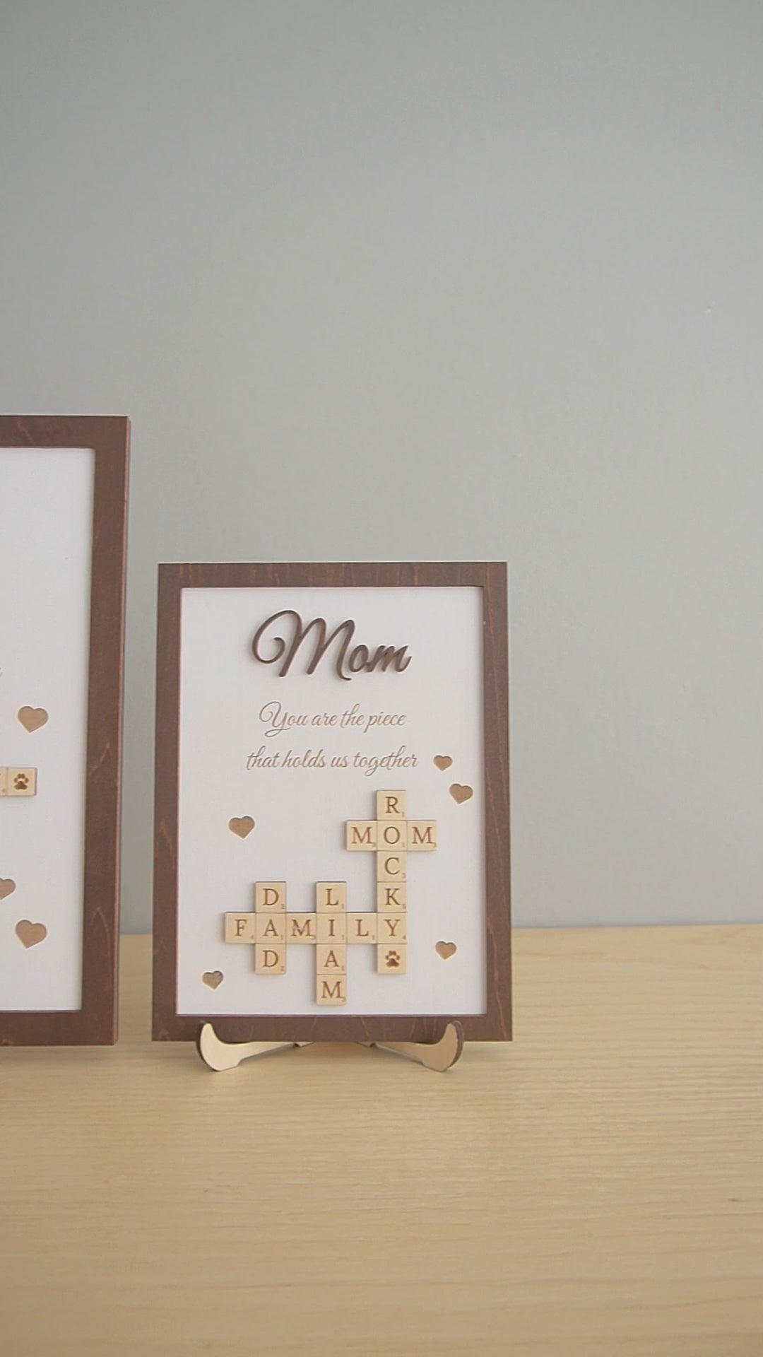 Personalized Wooden Scrabble Family Sign for Mothers Day Gift and Wooden Family Sign Y43