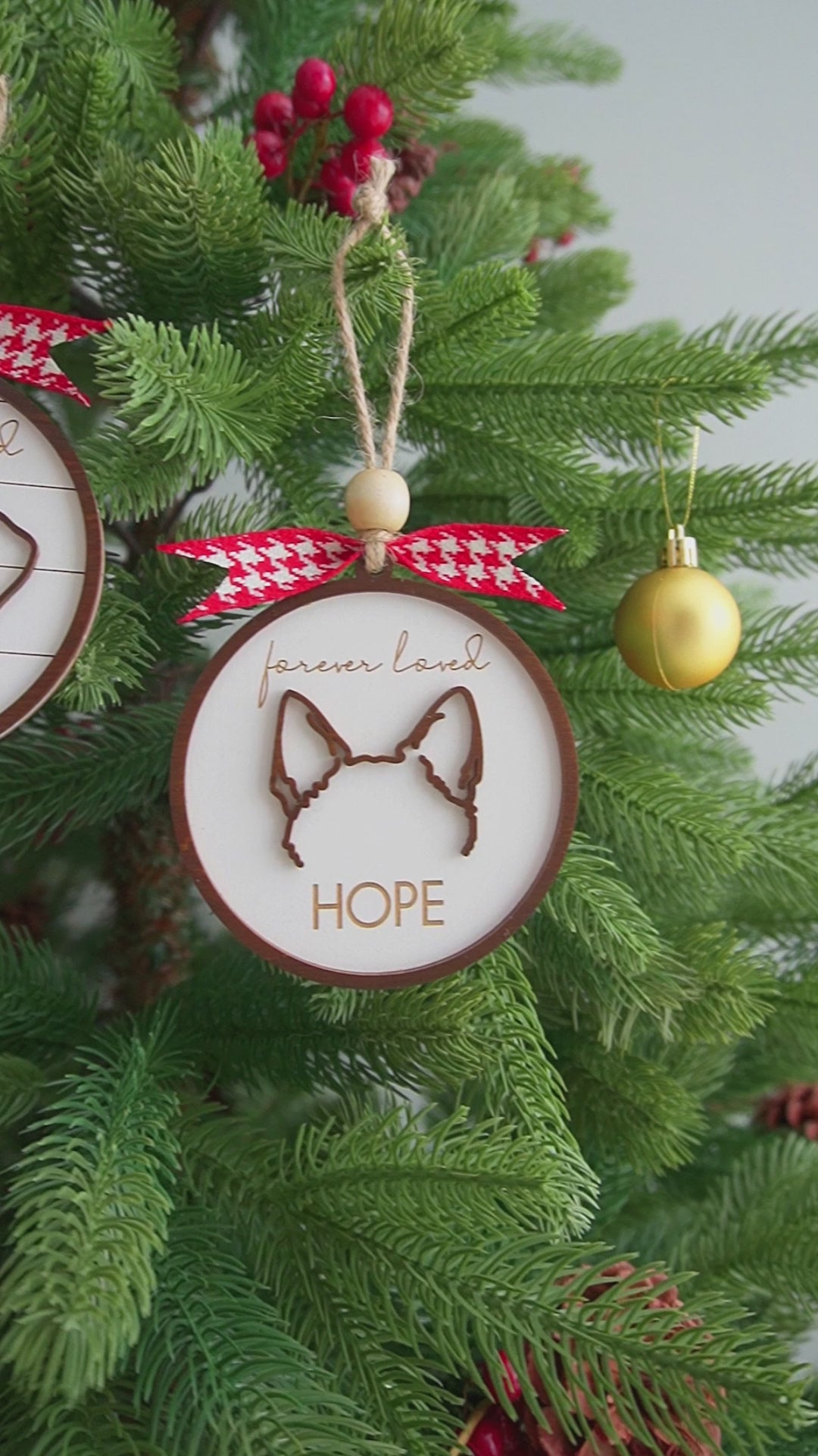 Personalized Dog Ear Ornament Wood Personalized Dog Ornament O76
