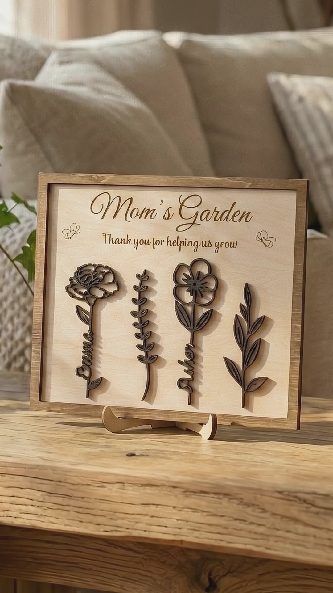 Personalized Wooden Family Flower Garden Sign for Custom Family Gift D59