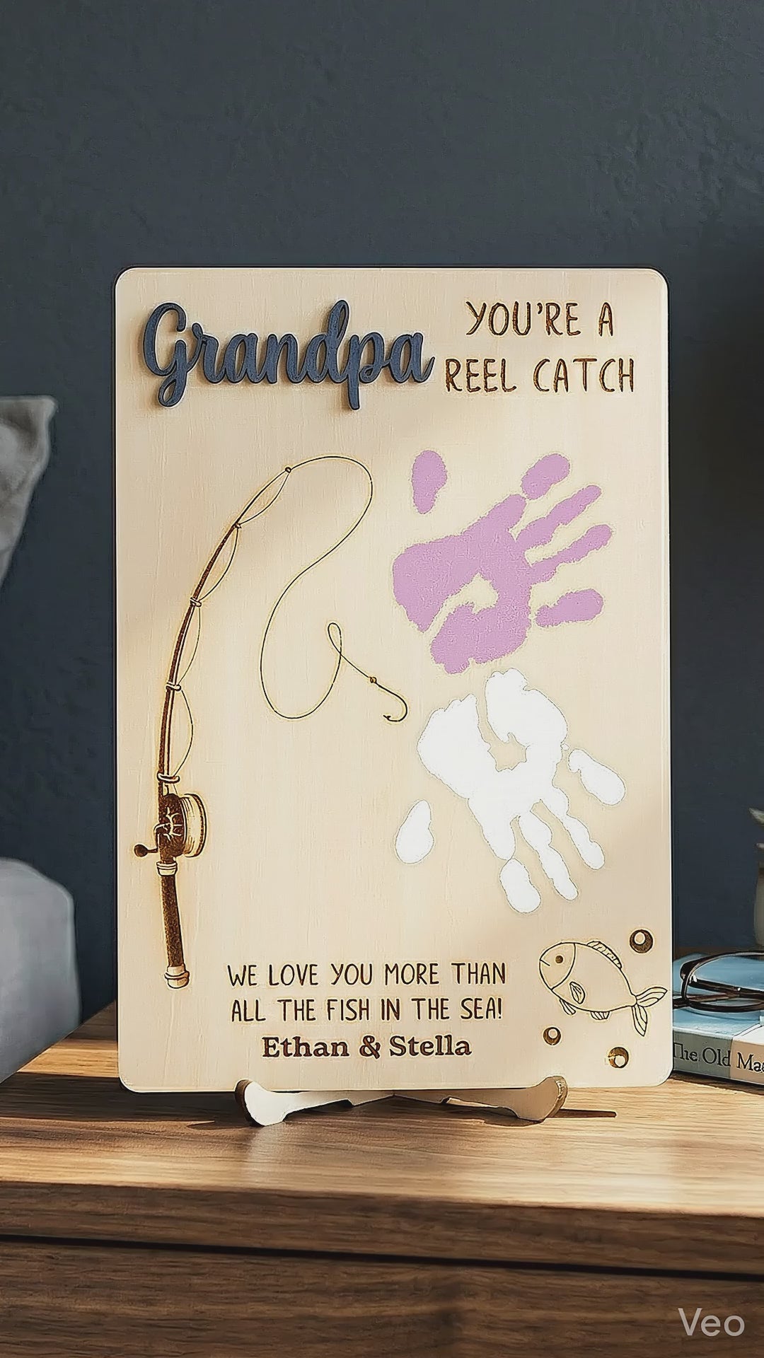 Daddy Handprint Keepsake Wood Sign Dad Gift Idea Rustic Decor D71