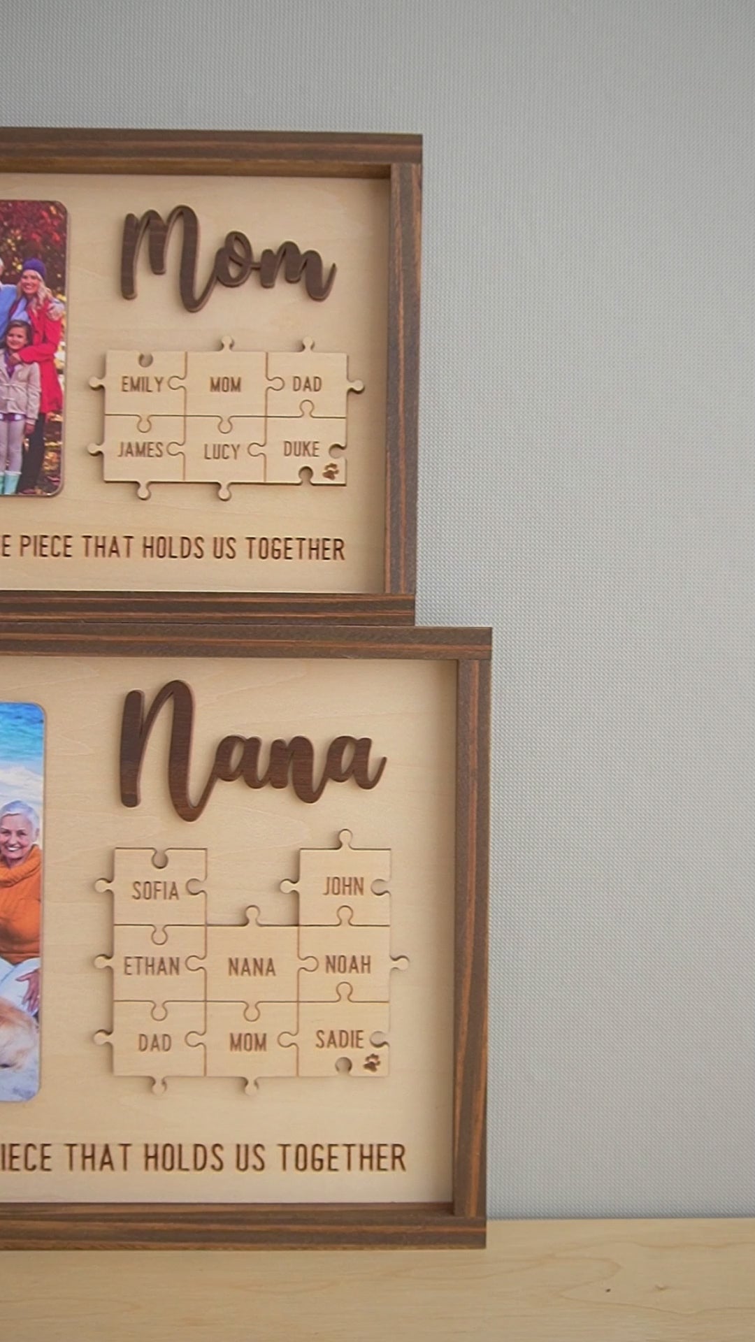 Wooden Puzzle Frame for Mom Gift for Mothers Day and Personalized Family Decor Y37