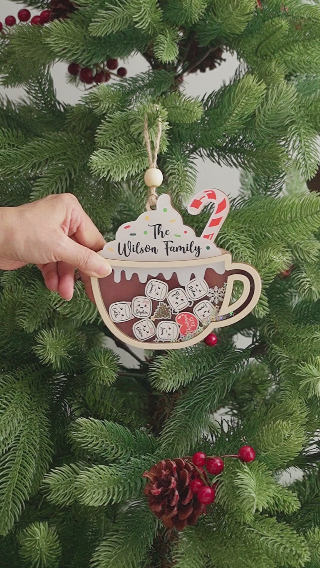 Personalized Family Hot Cocoa Ornament for Christmas Tree Decor D33
