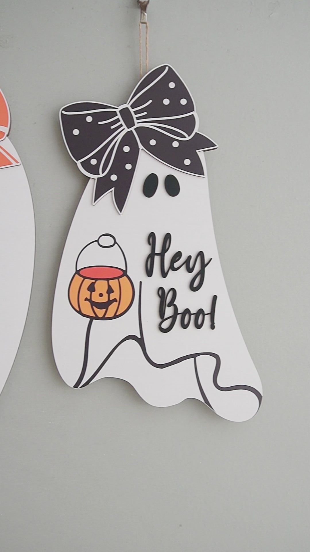 Wooden Ghost Door Hanger Wood for Halloween Decor D05