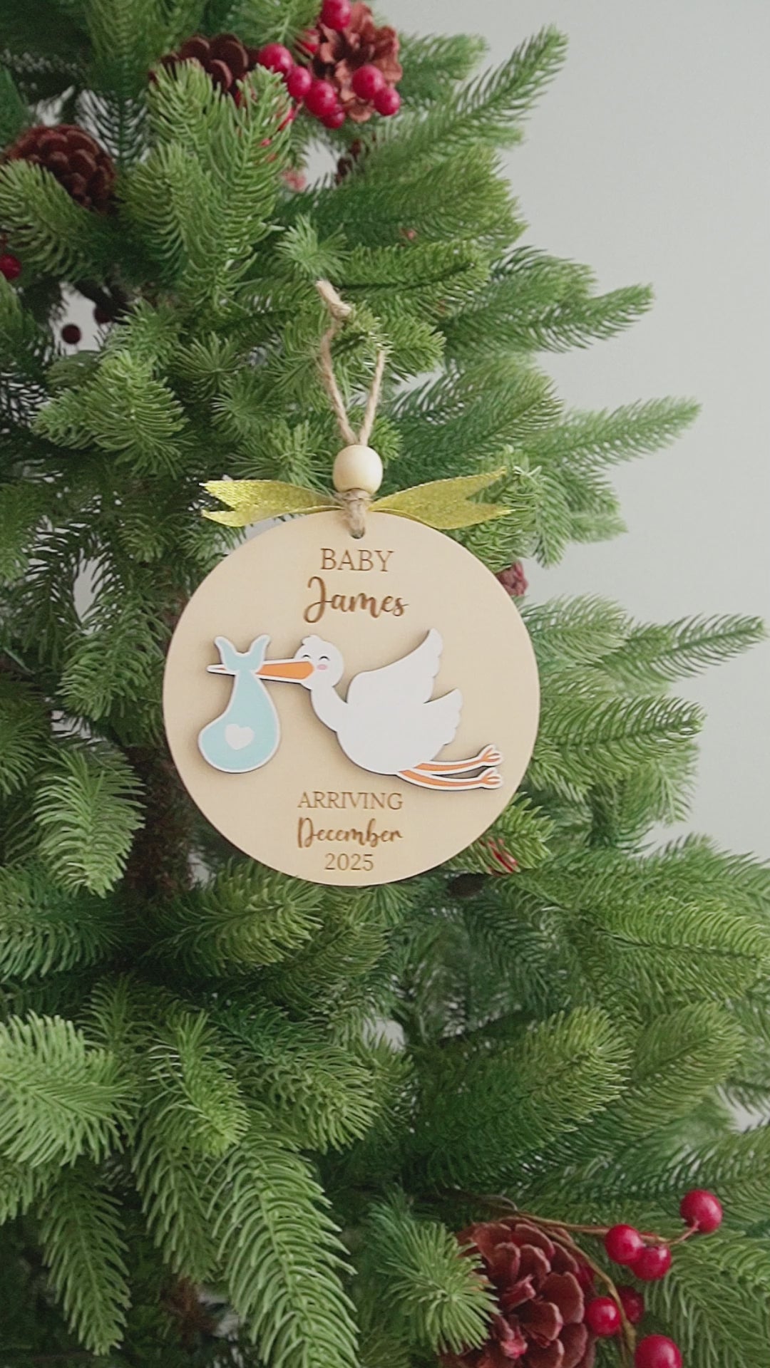 Wooden Baby Announcement Ornament for New Baby Gift D34
