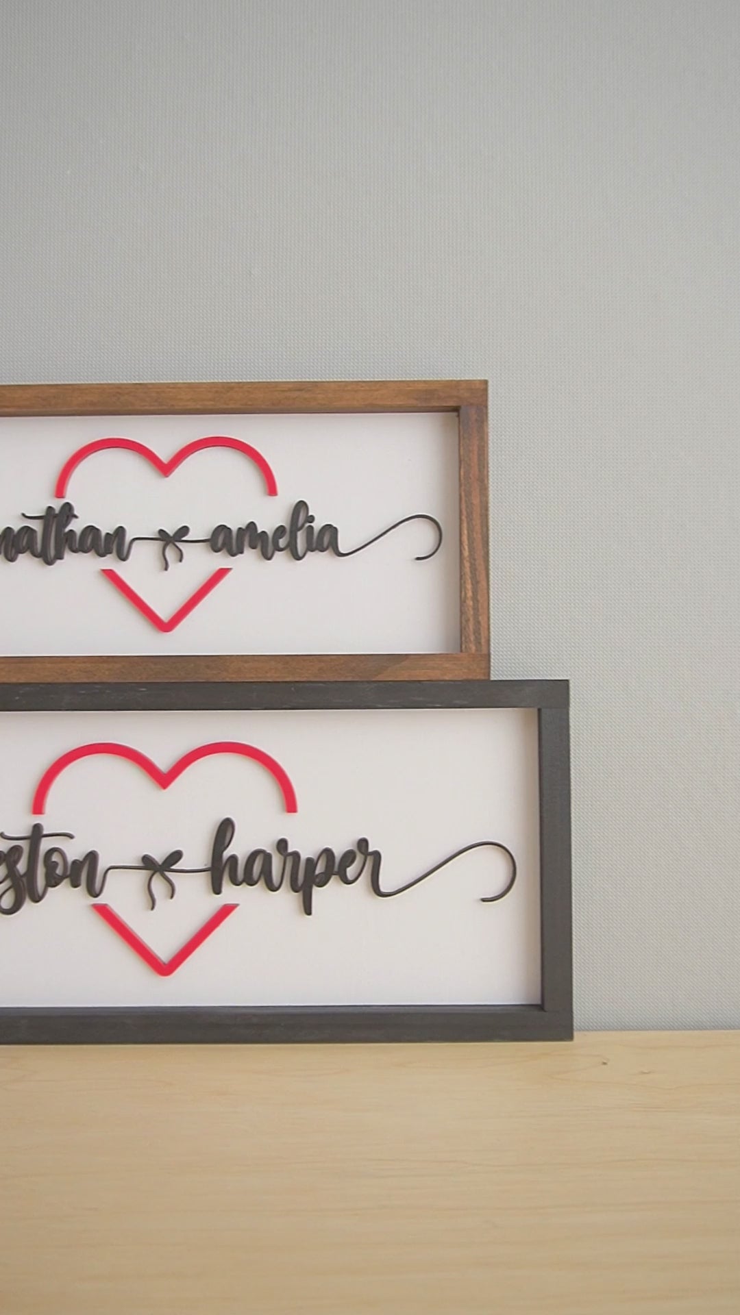 Personalized Couples Name Sign with Heart Wood Couple Name Decor and Wooden Couple Name Sign for Anniversary Gift Y32