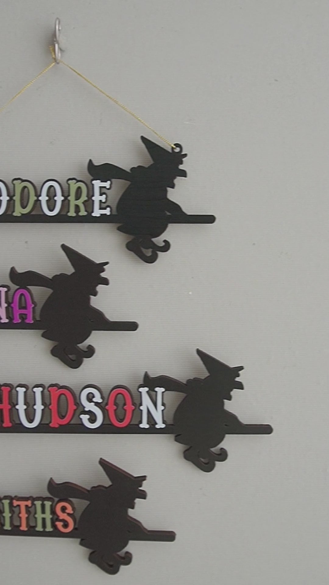 Personalized Witch Halloween Name Sign Wood for Wall Decor Y98