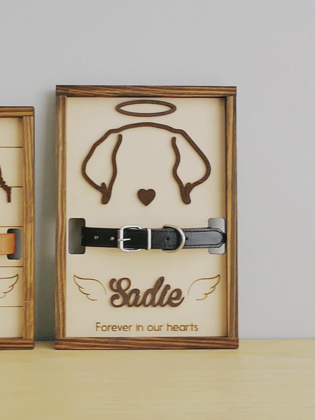 Dog Ear Drawing Framed Wood Dog Memorial Frame and Personalized Pet Memorial with Custom Pet Ear Drawing E37