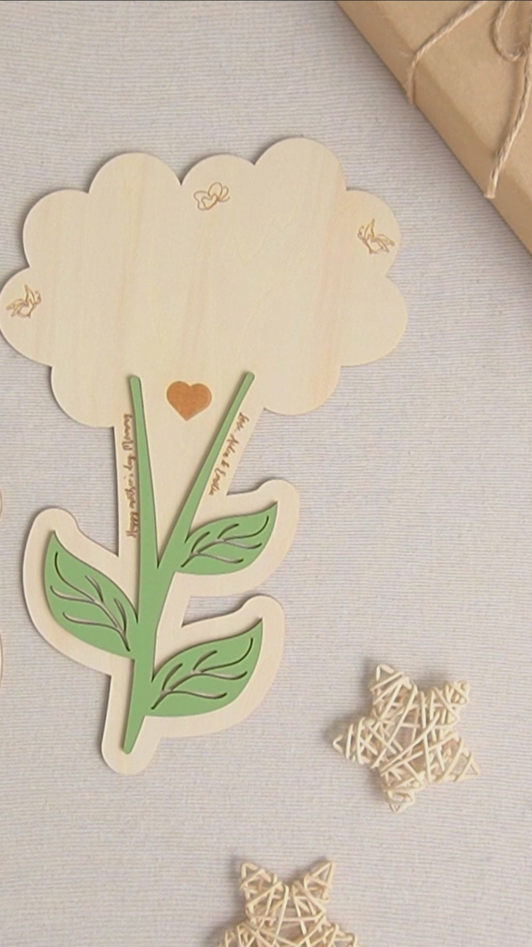 Wooden Flower Handprint Art Wood for Mother Day Gift and Handprint Decor Y70