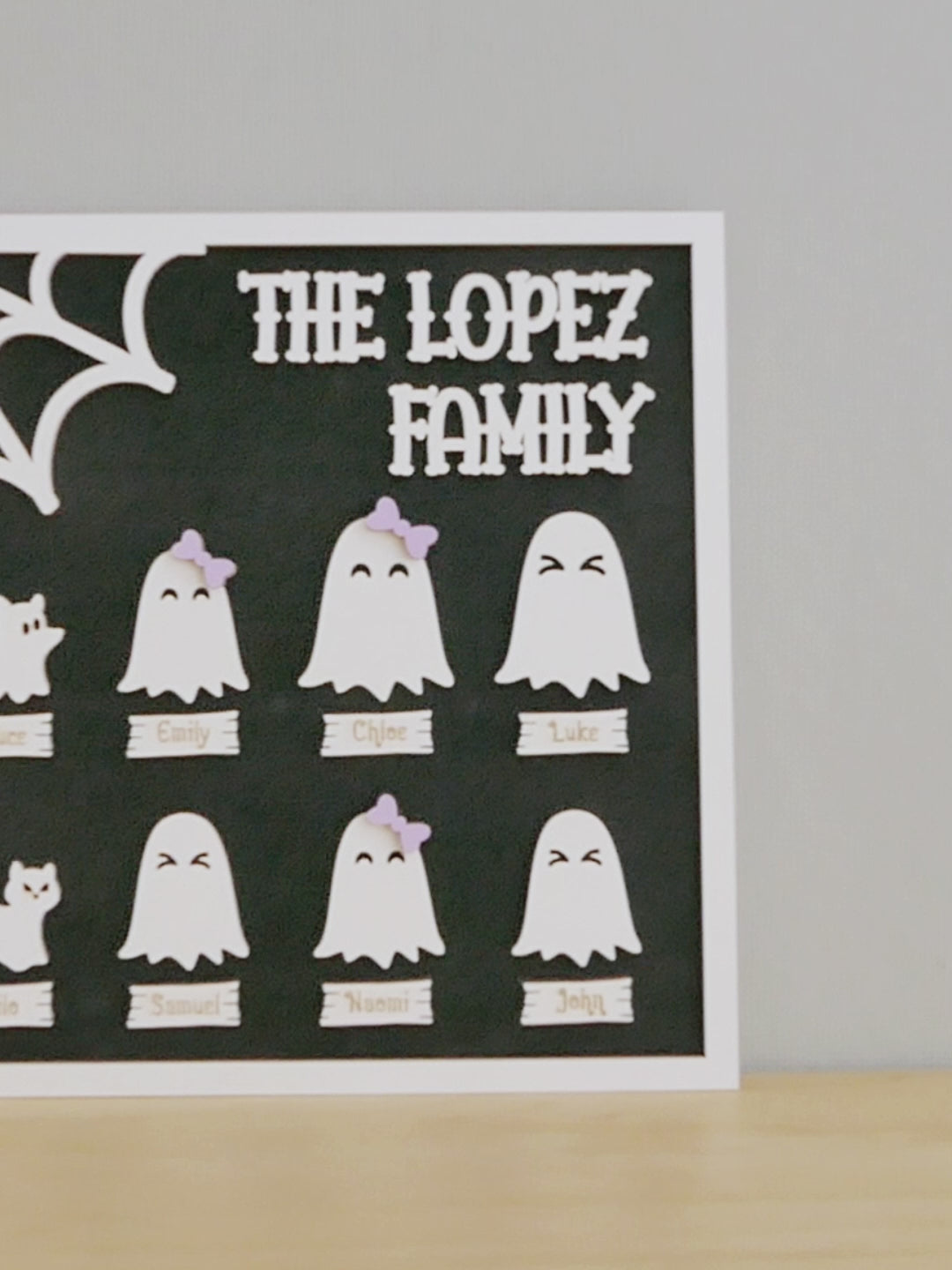 Personalized Halloween Ghost Family Sign Wood for Table Decor G26