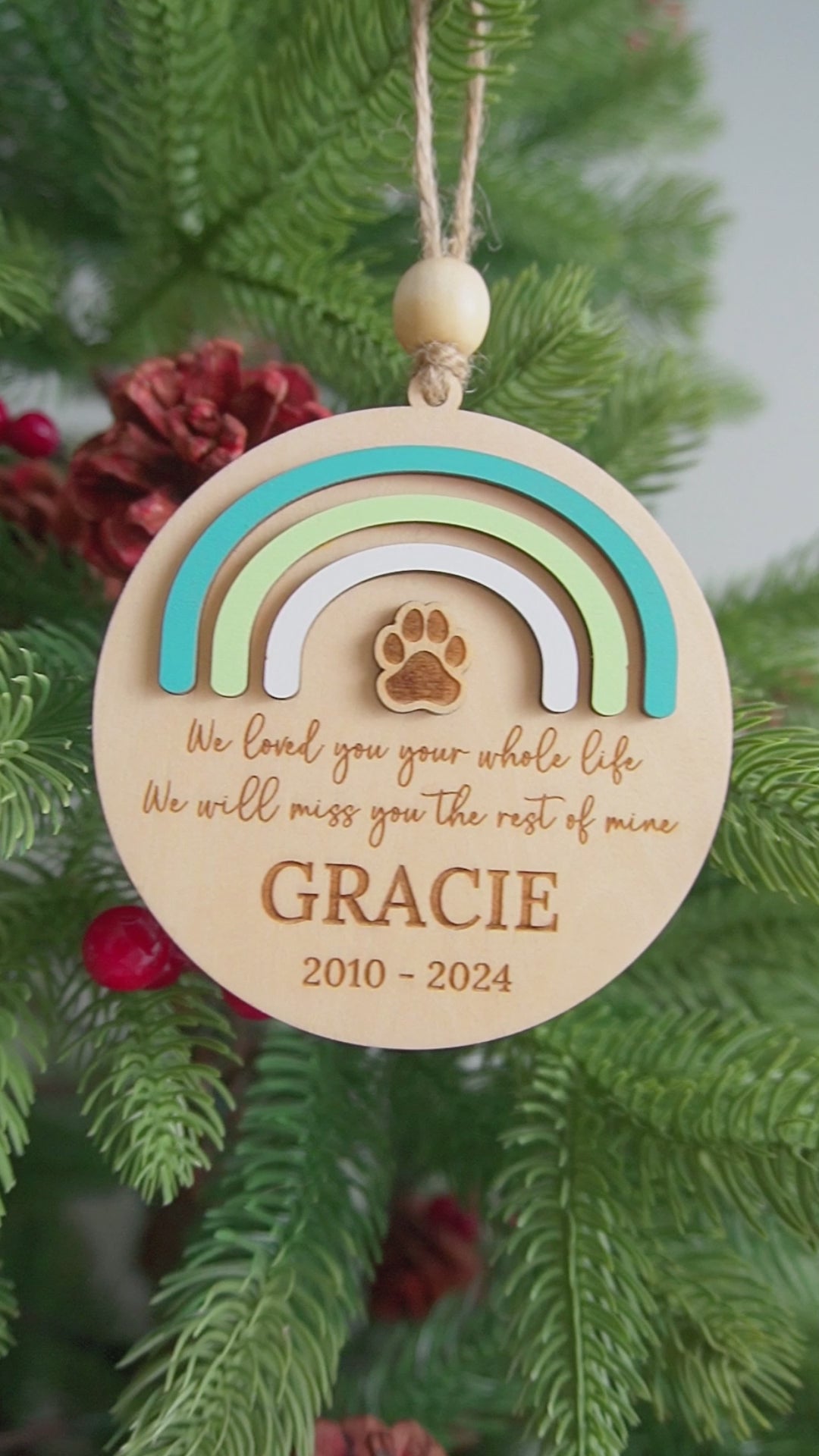 Personalized Pet Memorial Ornament Wooden for Dog Memorial Ornament and Custom Pet Memorial N93
